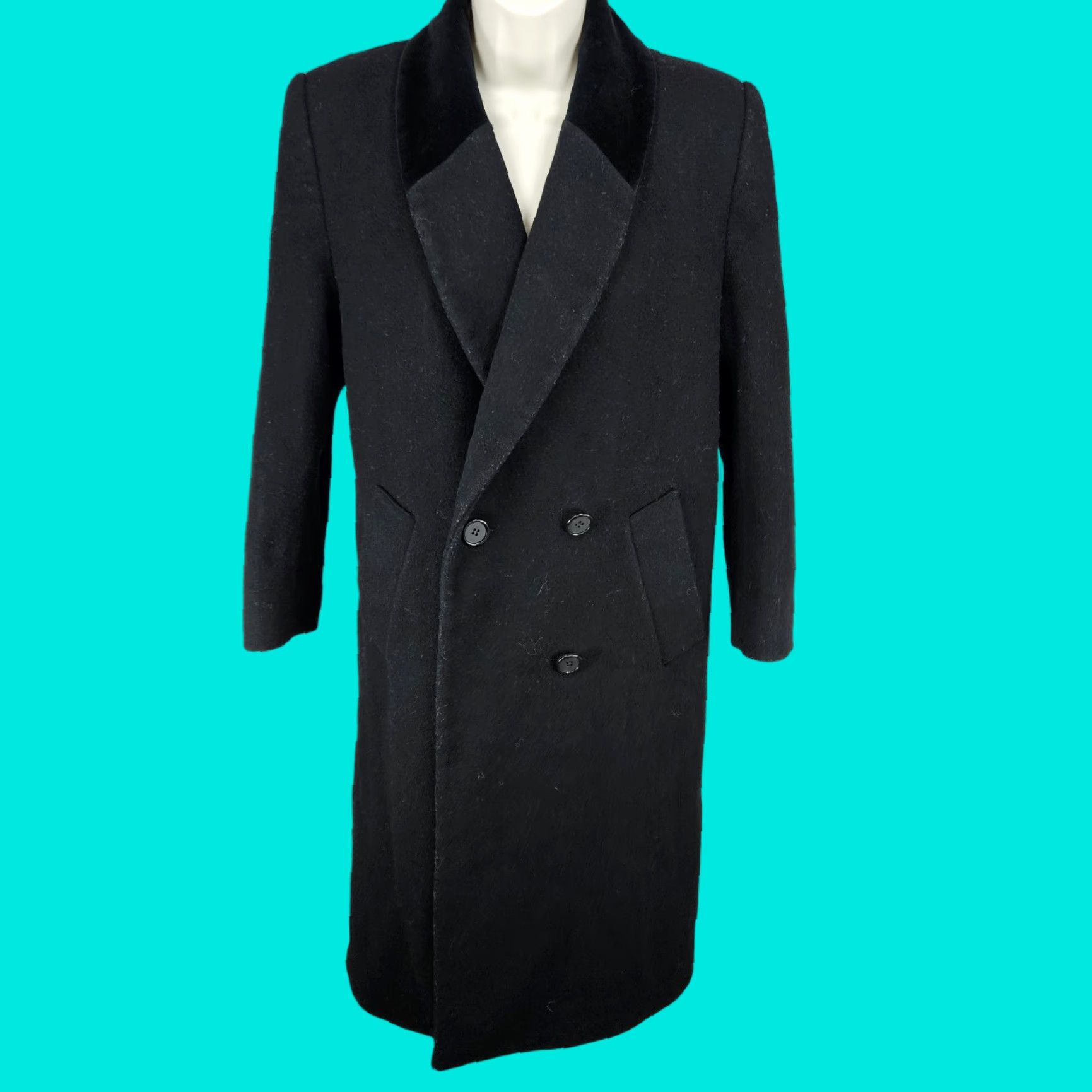 Jones New York VTG Jones New York Black 100% Wool Velvet Collar Over Coat Small Petite Women Long Wool Overcoat Jacket Size S / US 4 / IT 40 - 1 Thumbnail