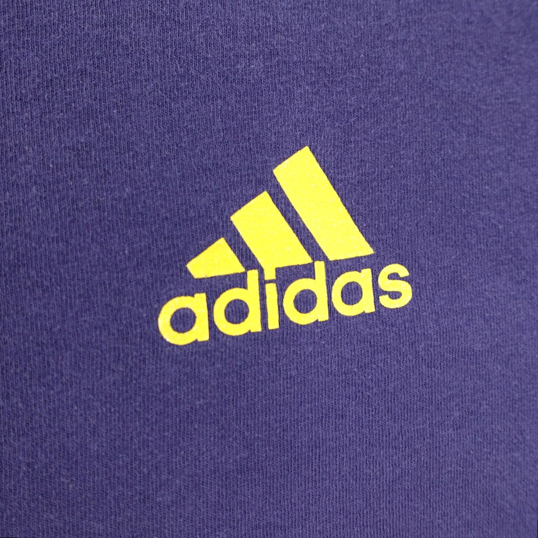 Adidas VINTAGE Adidas Shirt Mens XL Blue Yellow Sleeve Graphic Spell Out 90s Made USA Men XL Crew Neck Cotton T-Shirt Size US XL / EU 56 / 4 - 3 Thumbnail