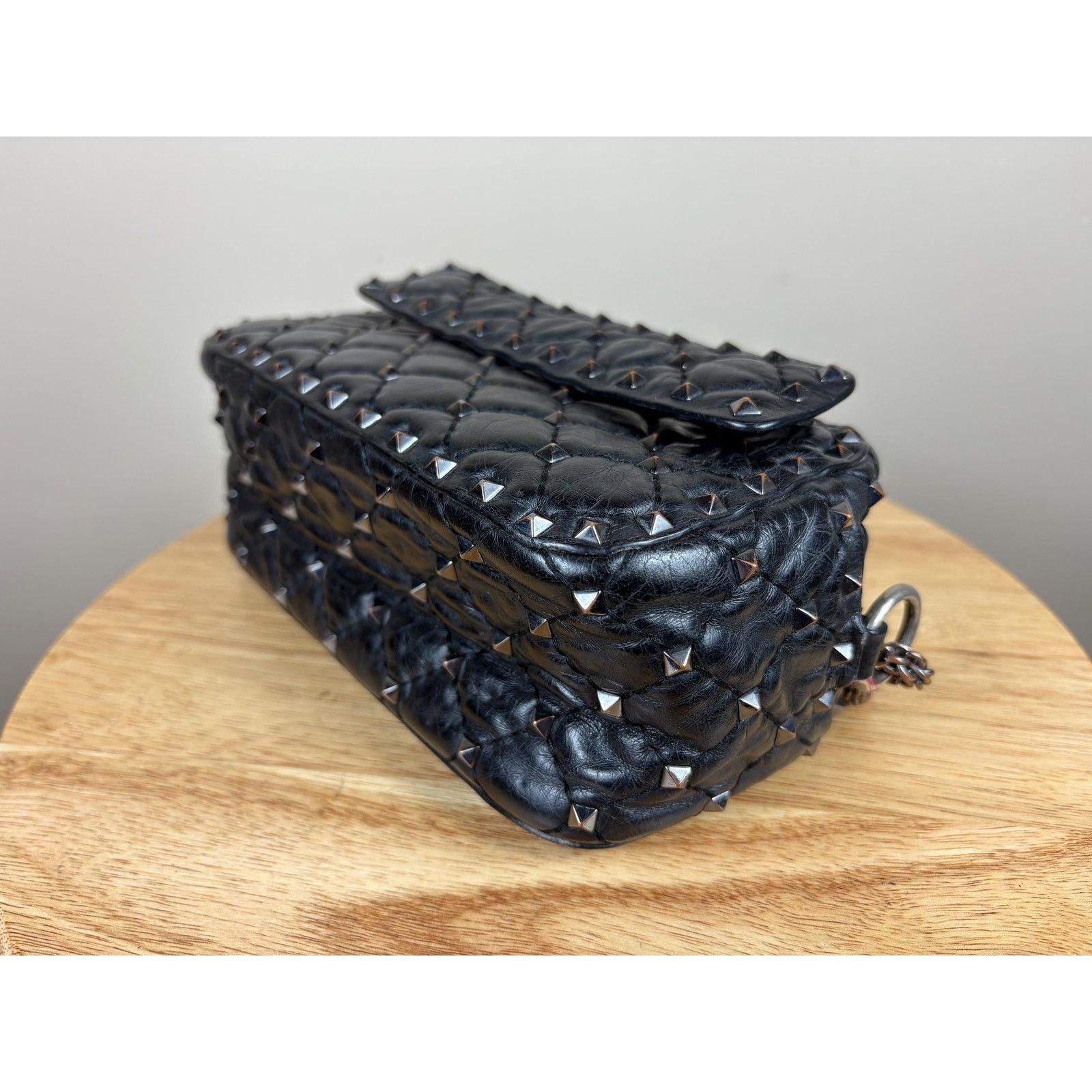 Valentino Authentic Valentino Garavani Black Leather Spike Crossbody Size ONE SIZE - 8 Thumbnail