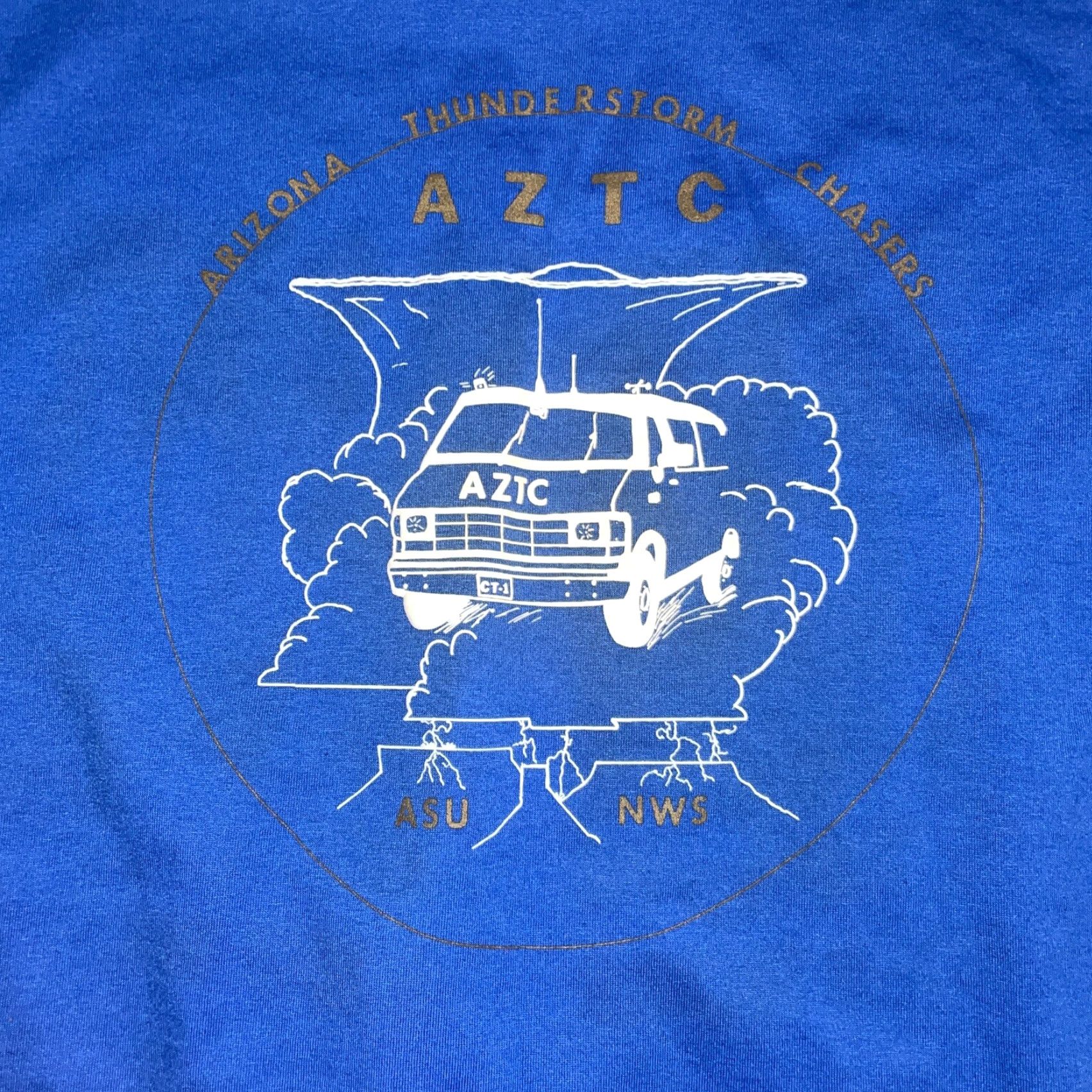 Vintage VINTAGE SINGLE STITCH Blue Arizona Thunderstorm Chasers T-Shirt Mens XL Size US XL / EU 56 / 4 - 5 Thumbnail