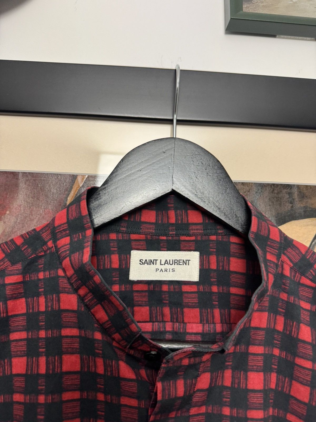 Hedi Slimane × Saint Laurent Paris FW16 Hedi Slimane Saint Laurent Plaid Button Up Shirt Rare Size US L / EU 52-54 / 3 - 3 Thumbnail