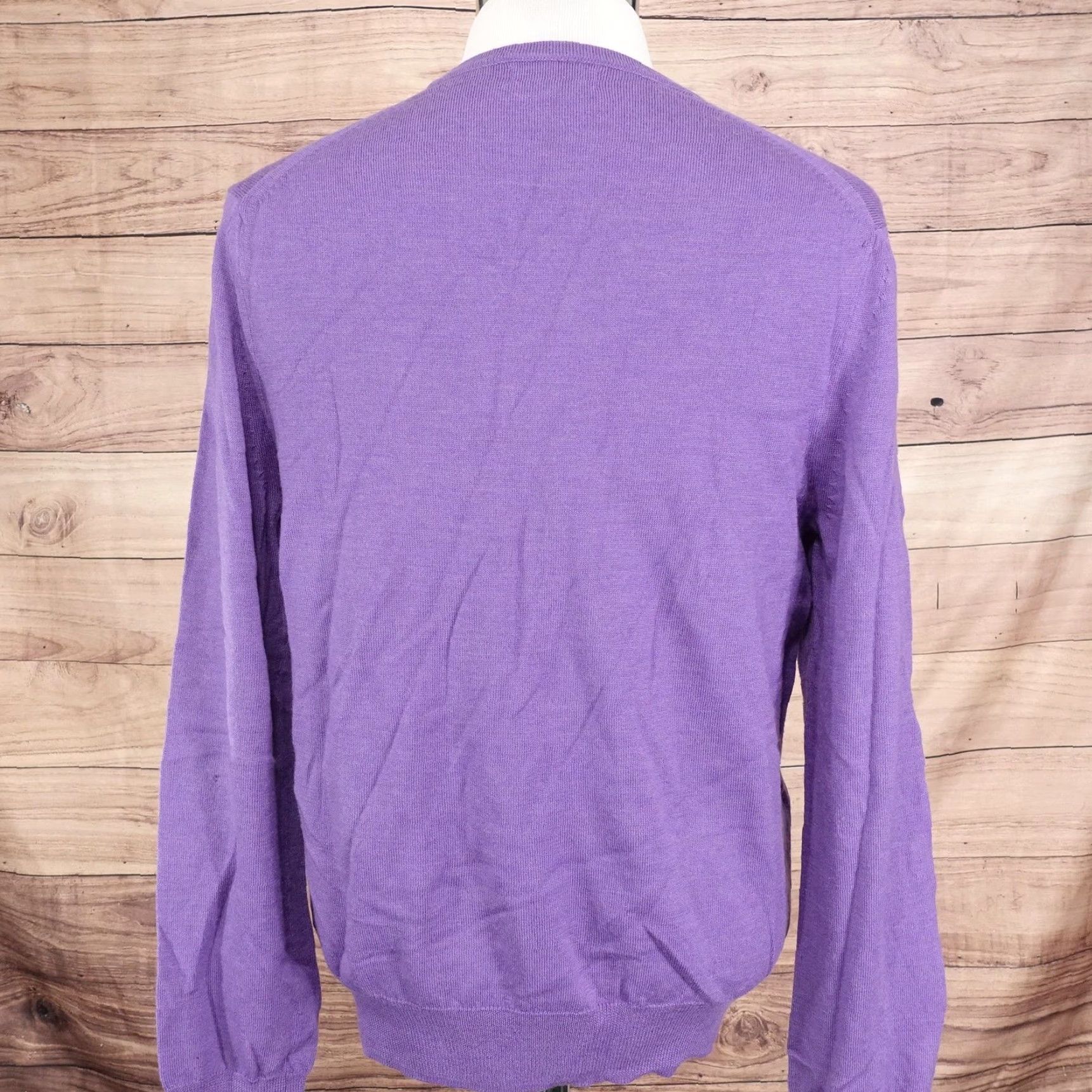 Express VINTAGE? No. The item is Express Mens Large Purple Italian Merino Wool V-Neck Pullover Fine Knit Sweater Size US L / EU 52-54 / 3 - 4 Thumbnail