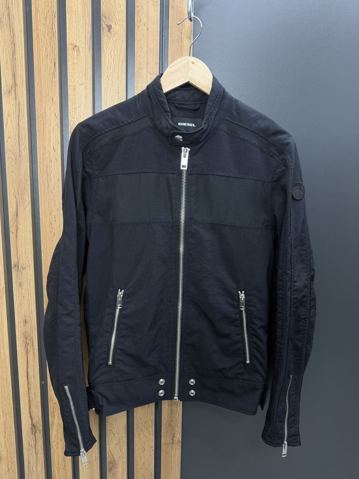 Diesel Diesel Black Biker Jacket Nylon Size M Size US M / EU 48-50 / 2 - 3 Thumbnail