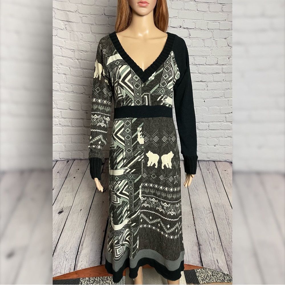 Other Knit Black White and Grey European Long Sleeve Dress Size S Size M / US 6-8 / IT 42-44 - 9 Thumbnail