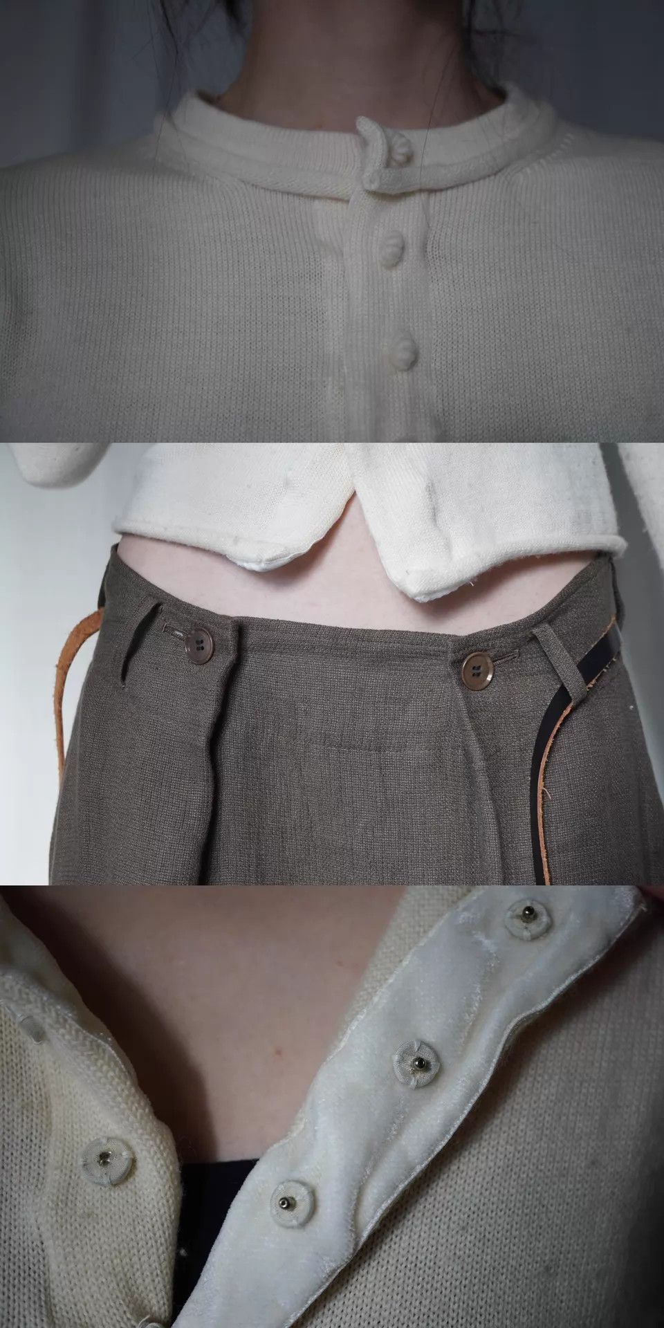 Yohji Yamamoto YOHJI YAMAMOTO 1998 Wool Knit Velvet Bamboo Buttons White Size S / US 4 / IT 40 - 9 Thumbnail