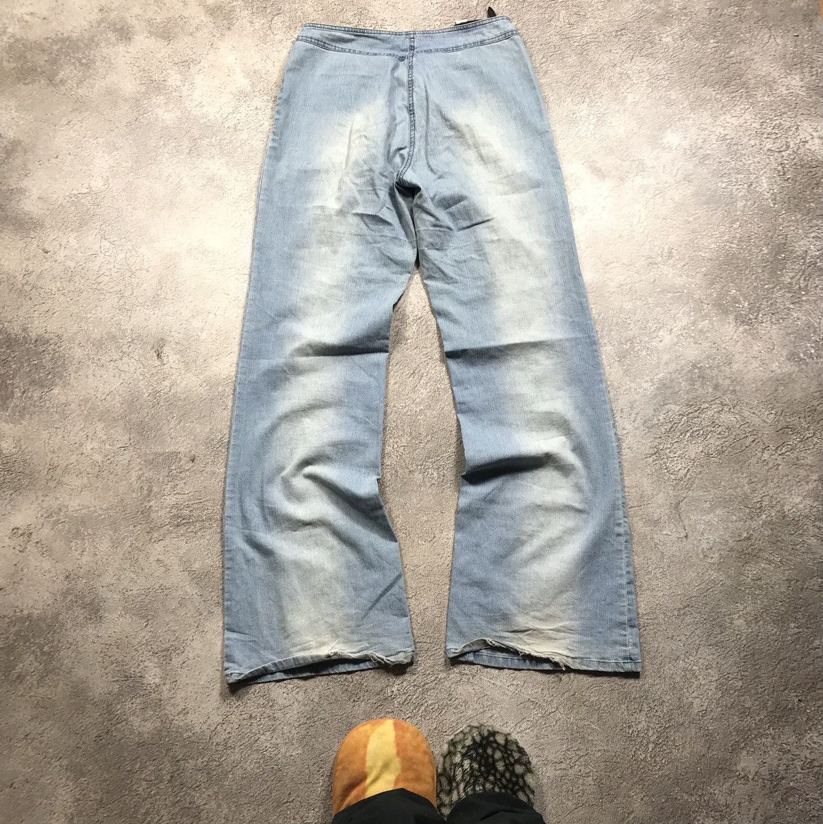 Vintage Y2K Baggy Distressed Wide Leg Denim Jeans Faded Blue Punk 29 Size 29" - 5 Thumbnail