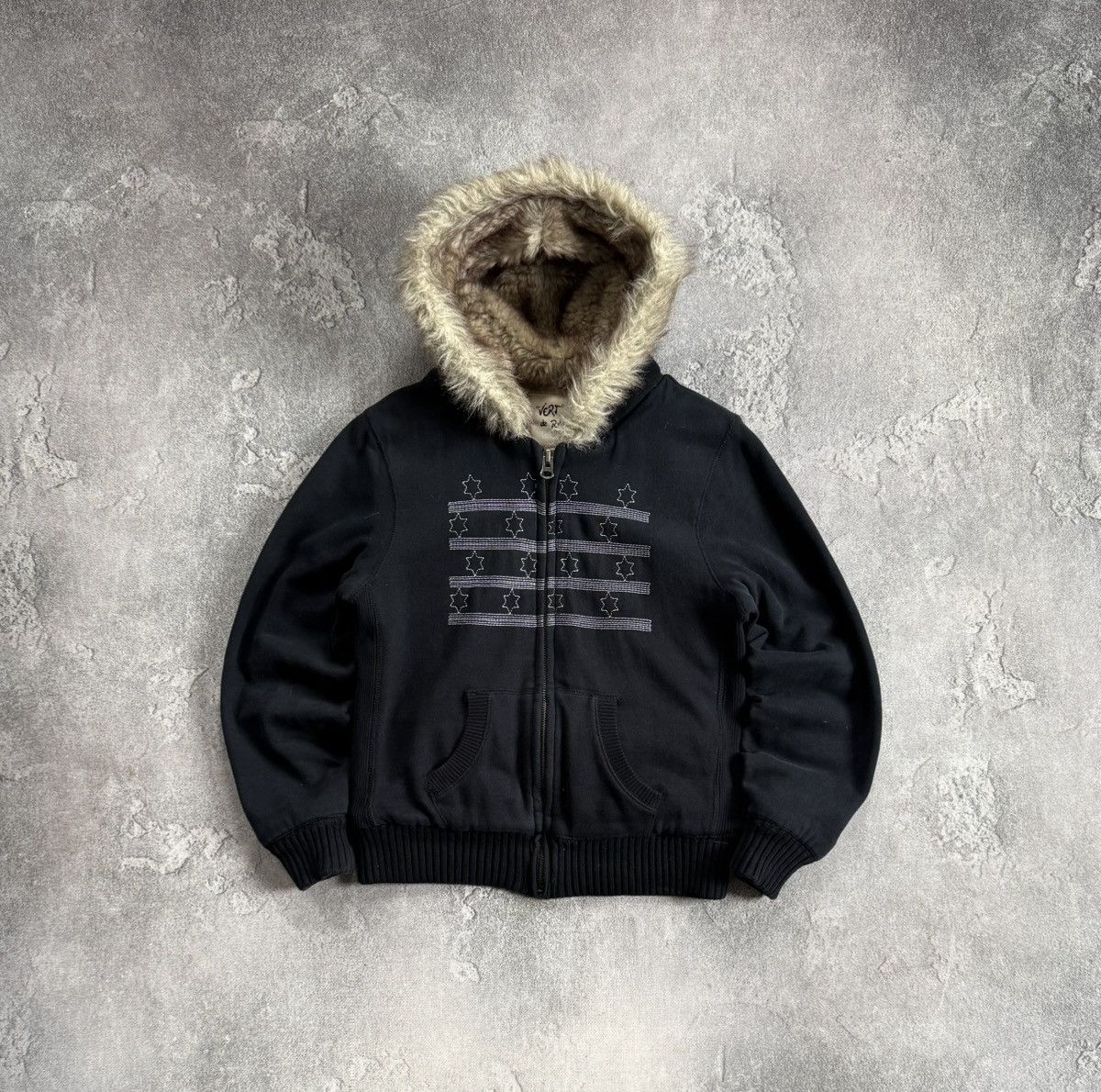 Abercrombie & Fitch Retro L/size fur faux hoodie hooded jacket if six was nine Size L / US 10 / IT 46 - 1 Thumbnail