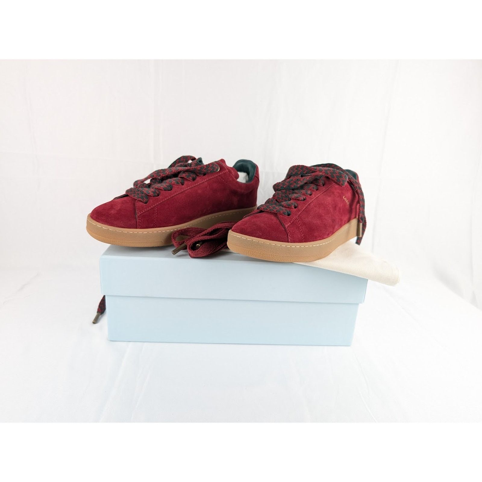 Lanvin o1rshd1 Lite Curb Low-Top Sneakers in Burgundy & Dark Green Size US 9 / EU 42 - 11 Thumbnail