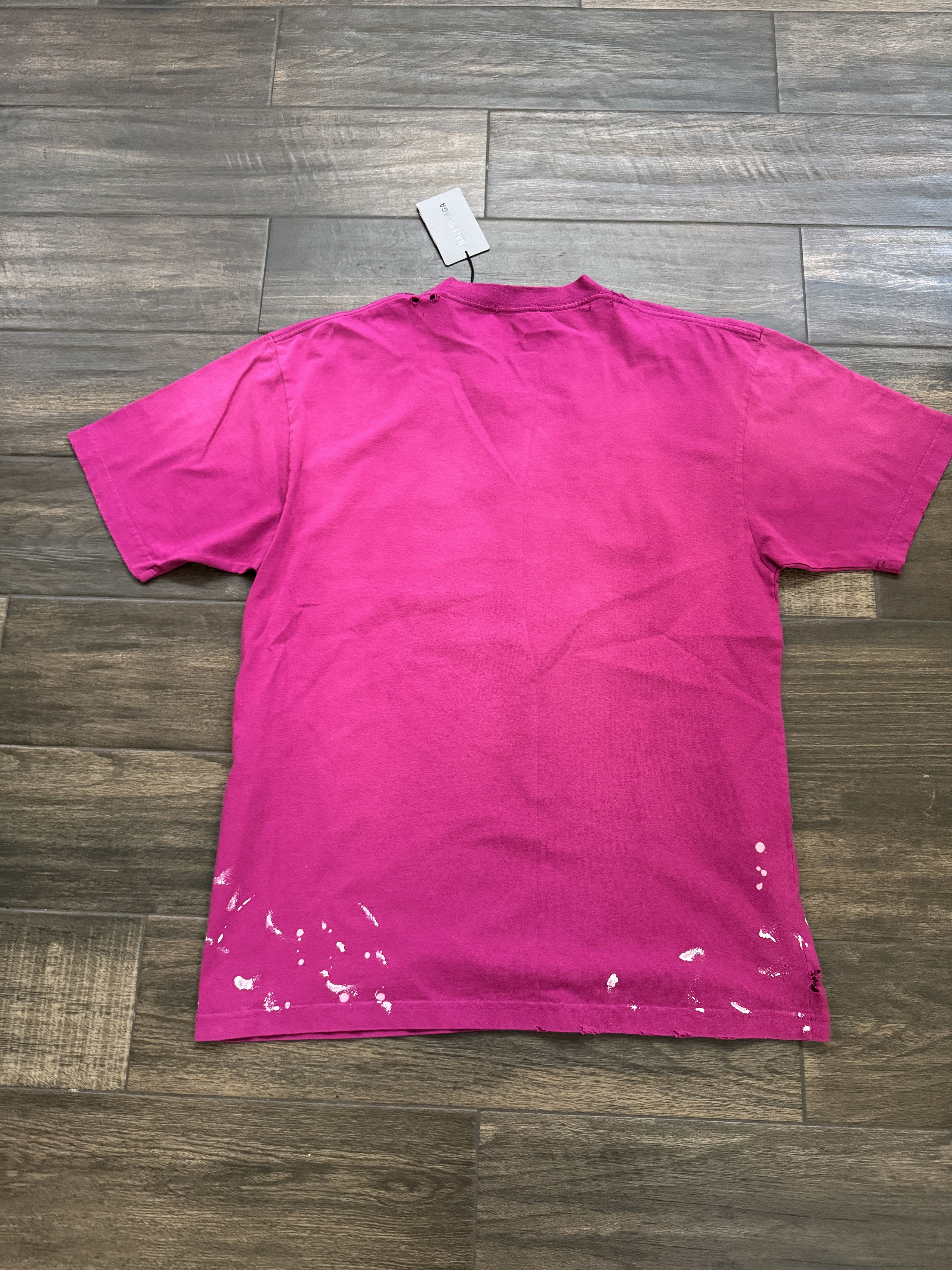 Balenciaga 90% Balenciaga 10% Me Distressed Vintage Style Tee Pink Size US XL / EU 56 / 4 - 5 Thumbnail