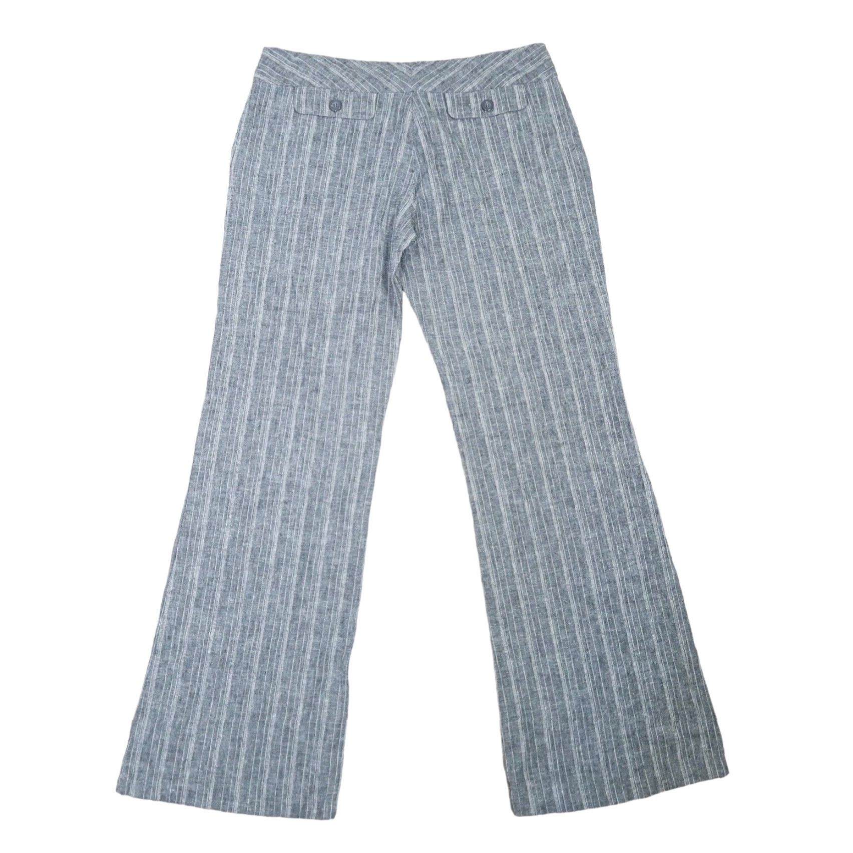 Vintage VINTAGE My Michelle Pants Flared Low Rise Pinstripe Grey White 30" Inseam S 5 Linen Cotton Women Size 28" / US 6 / IT 42 - 3 Thumbnail