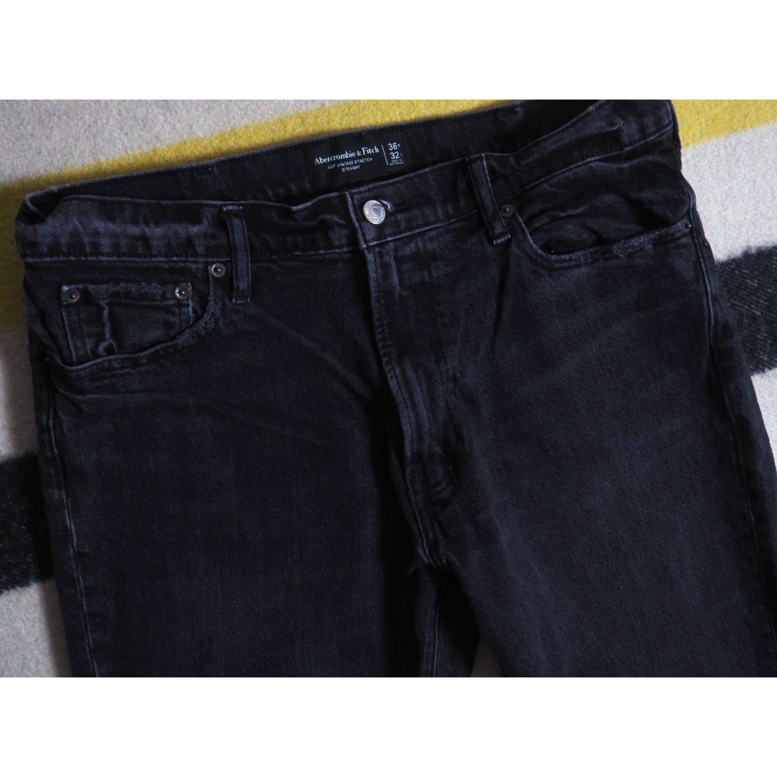 Abercrombie & Fitch VINTAGE Abercrombie & Fitch Denim Jeans Pants 36x32 Black Straight Stretch Logo Men Jeans Size US 36 / EU 52 - 3 Thumbnail