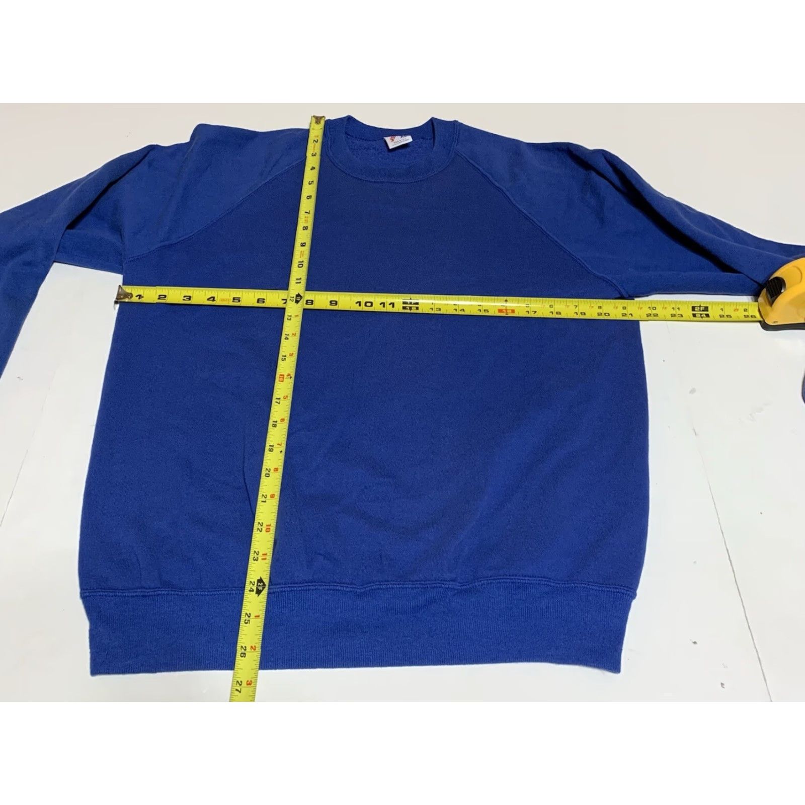 Jerzees VINTAGE Jerzees Sweatshirt Crew Neck Mens Sweatshirt XL L/M Blue 90s Retro Grunge USA Stains Pattern Solid Long Sleeve Vintage Size US L / EU 52-54 / 3 - 3 Thumbnail