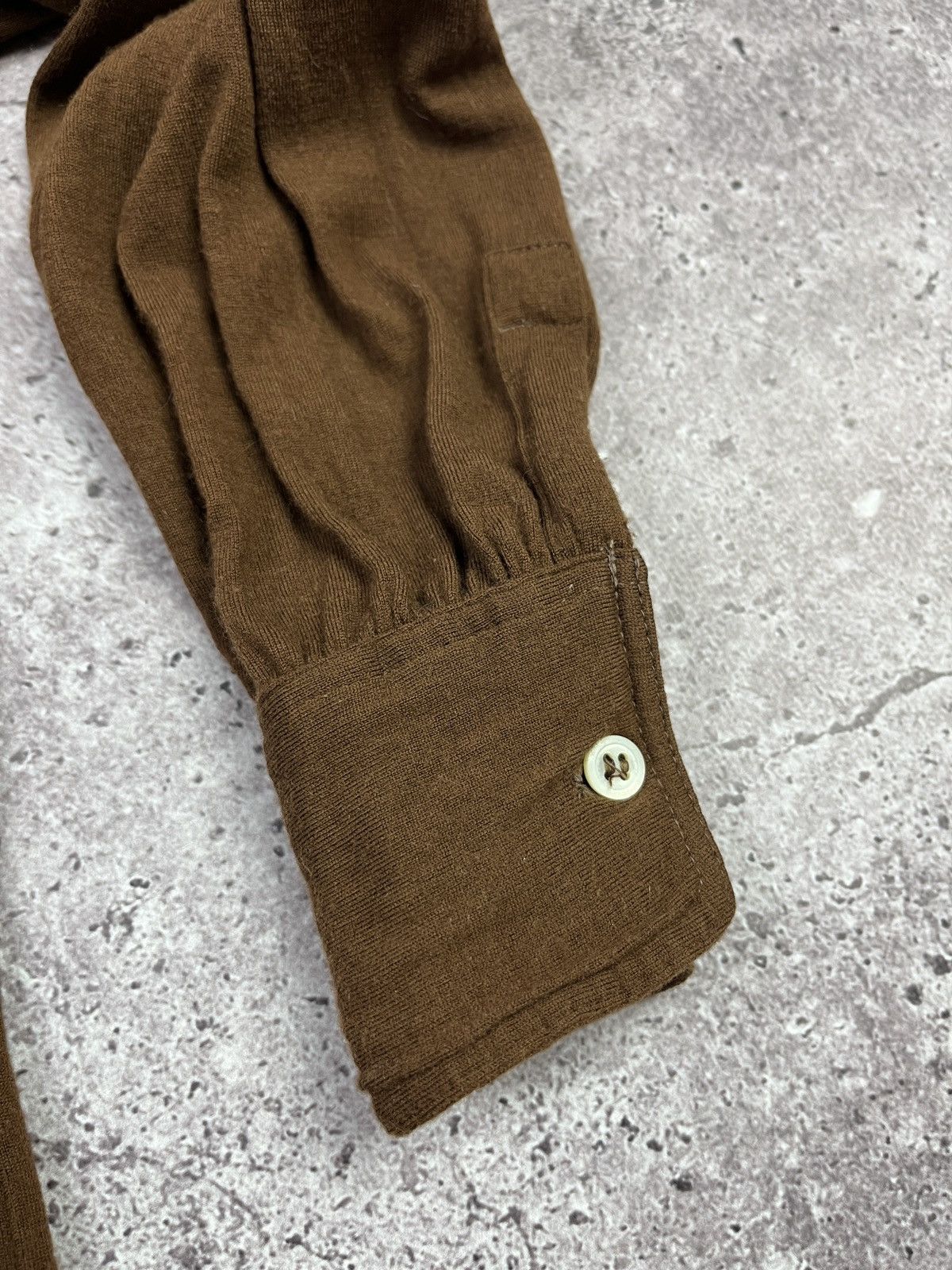 Yves Saint Laurent Vintage YSL Wool Shirt Brown Logo Italy Tricots Designer Size M / US 6-8 / IT 42-44 - 6 Thumbnail