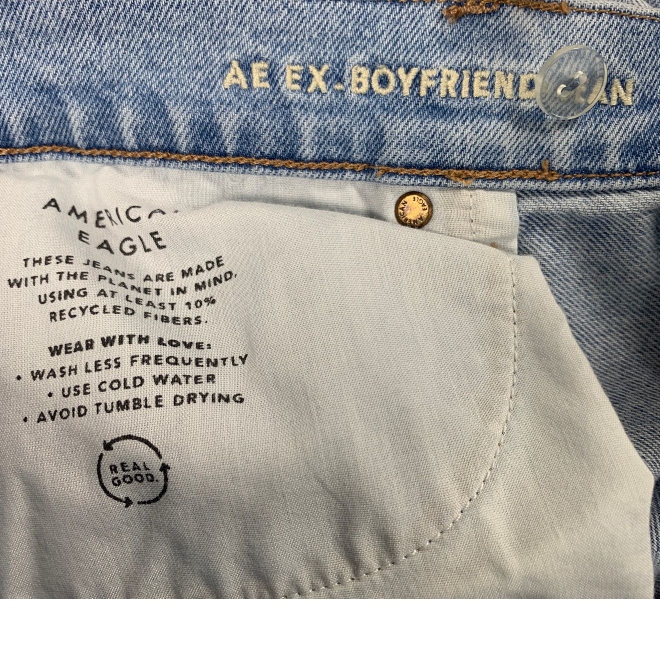 American Eagle Outfitters New American Eagle Womens 10 Strigid Ex Boyfriend Blue Jeans Size 32" / US 10 / IT 46 - 6 Thumbnail