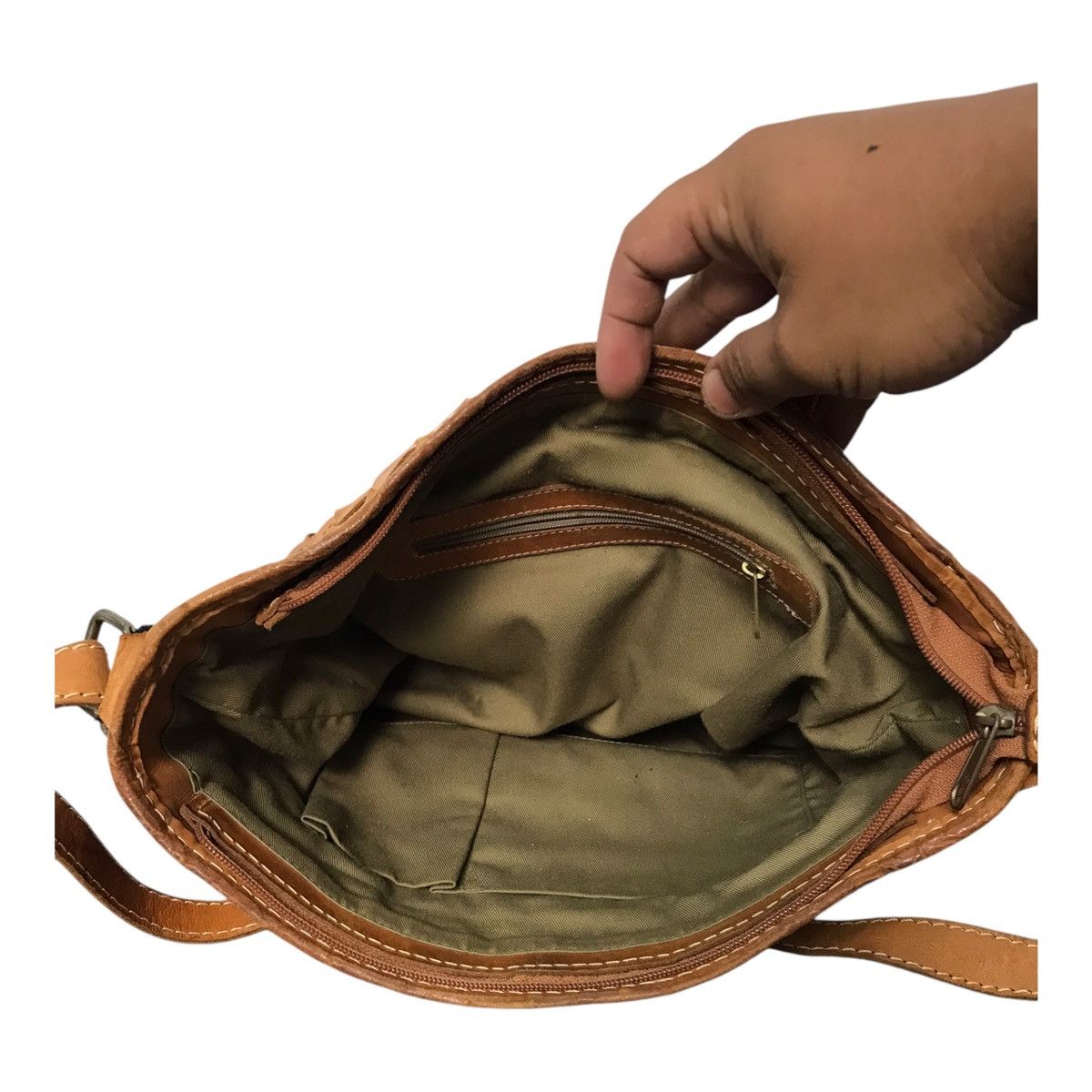 Japanese Brand × Leather Japanese Gren Brown Leather Cross body Size ONE SIZE - 6 Thumbnail