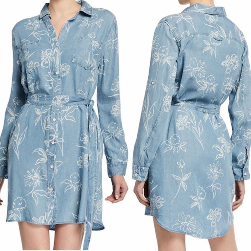Other NWT New Velvet Heart Anita Denim Floral Long Sleeve Dress S Size XS / US 0-2 / IT 36-38 - 1 Thumbnail