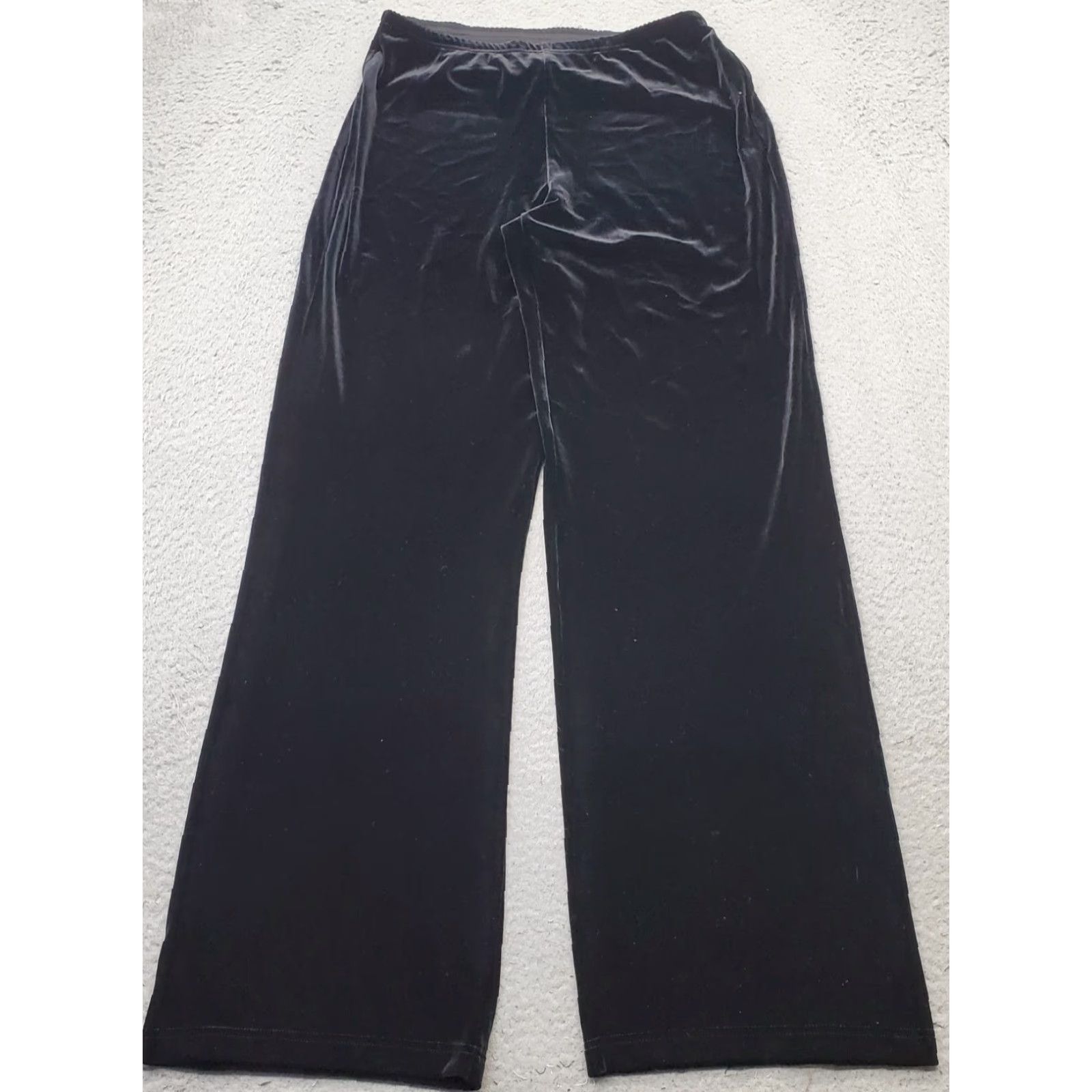 J. Jill J. Jill Velvet Pants Womens S Black Stretch Elastic Waistband Pull On Wide-Leg Pants Size 28" / US 6 / IT 42 - 2 Thumbnail