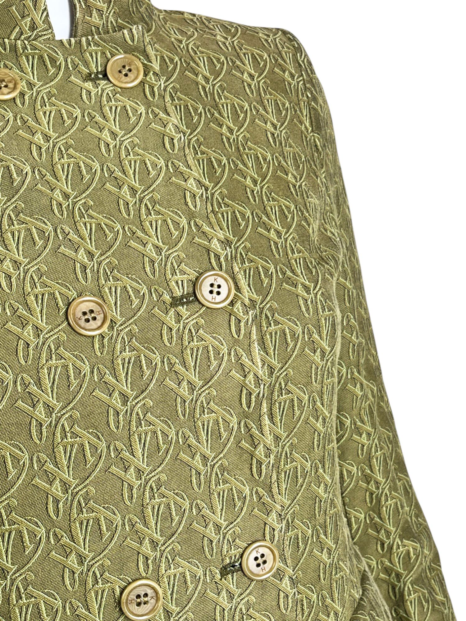 Katharine Hamnett London 1990's Green Cotton Double Breasted Coat Size M / US 6-8 / IT 42-44 - 7 Thumbnail