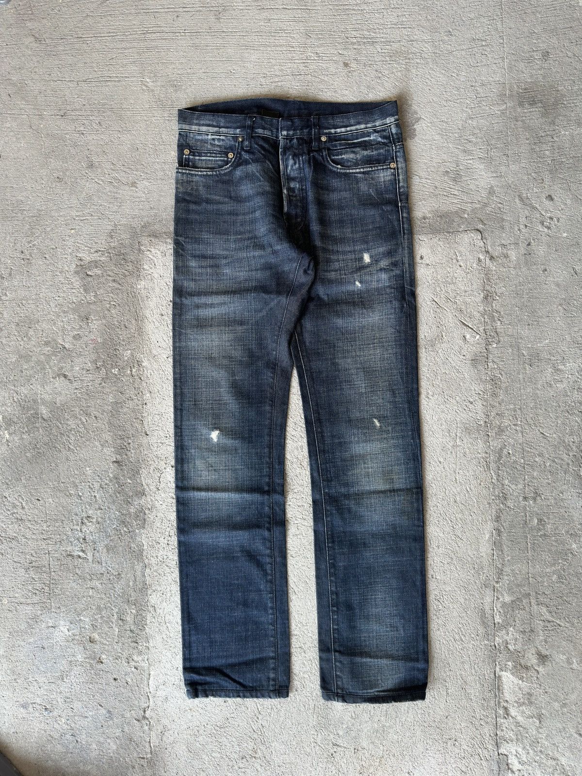 Dior AW05 Dior Homme Distressed Indigo Slim Jeans Size US 29 - 1 Thumbnail