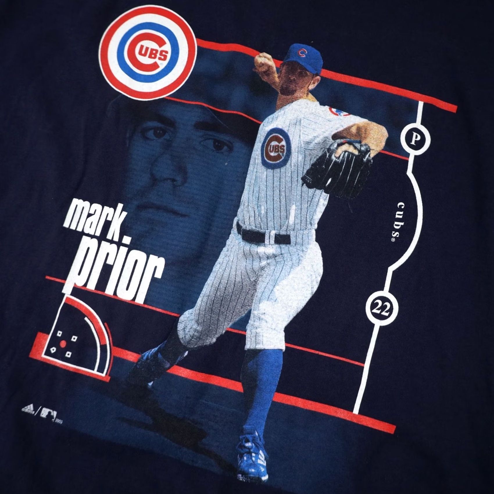 Adidas VINTAGE Adidas Chicago Cubs Mark Prior Mens Medium Graphic T Shirt Blue Size US M / EU 48-50 / 2 - 4 Thumbnail