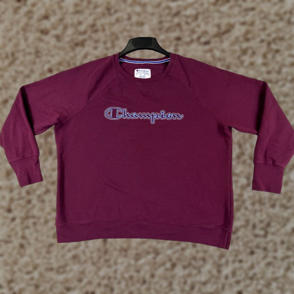 Champion Champion Womens Sweater Red Long Sleeve Crew Neck Jersey Fabric 2XL XXL READ Size XXL / US 16-18 / IT 52-54 - 1 Thumbnail
