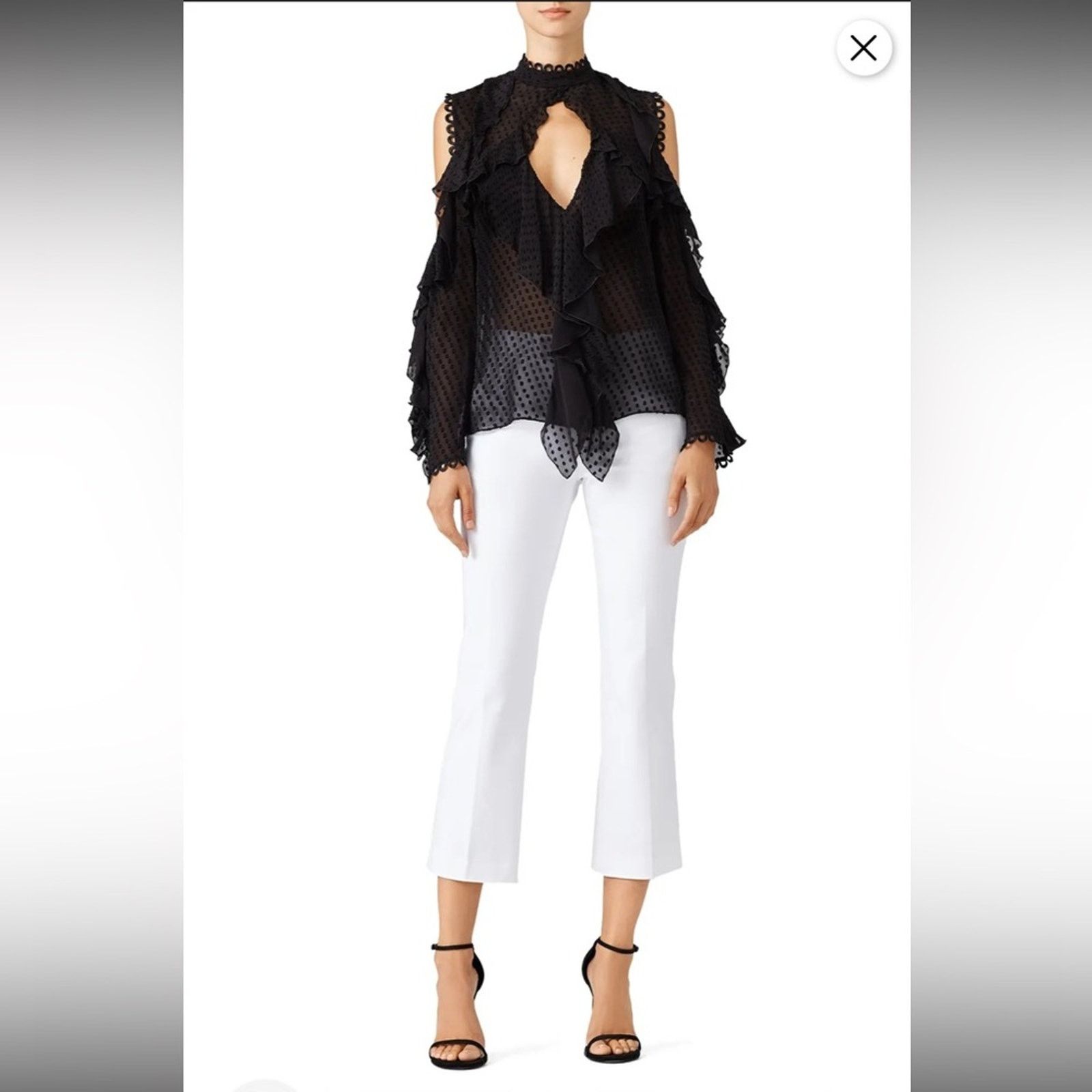 NICHOLAS 136 Nicholas $695 Navy Ruffle Trim Blouse Size 2 Size XS / US 0-2 / IT 36-38 - 1 Thumbnail