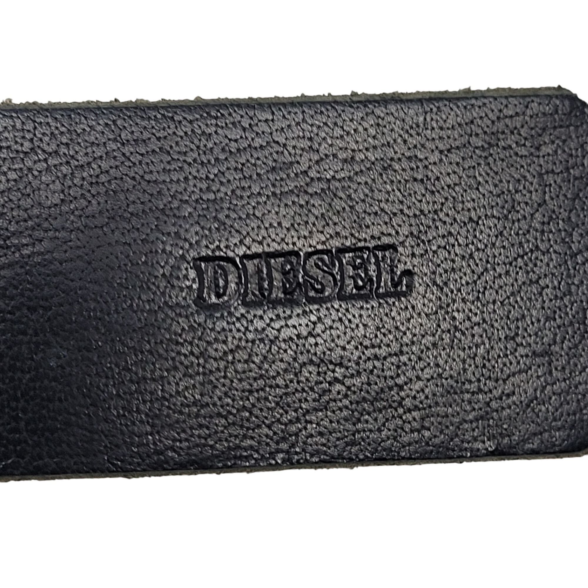 Diesel Mens Diesel Black Italian Genuine Leather Belt Sz S Logo Emb Size 30 - 13 Thumbnail