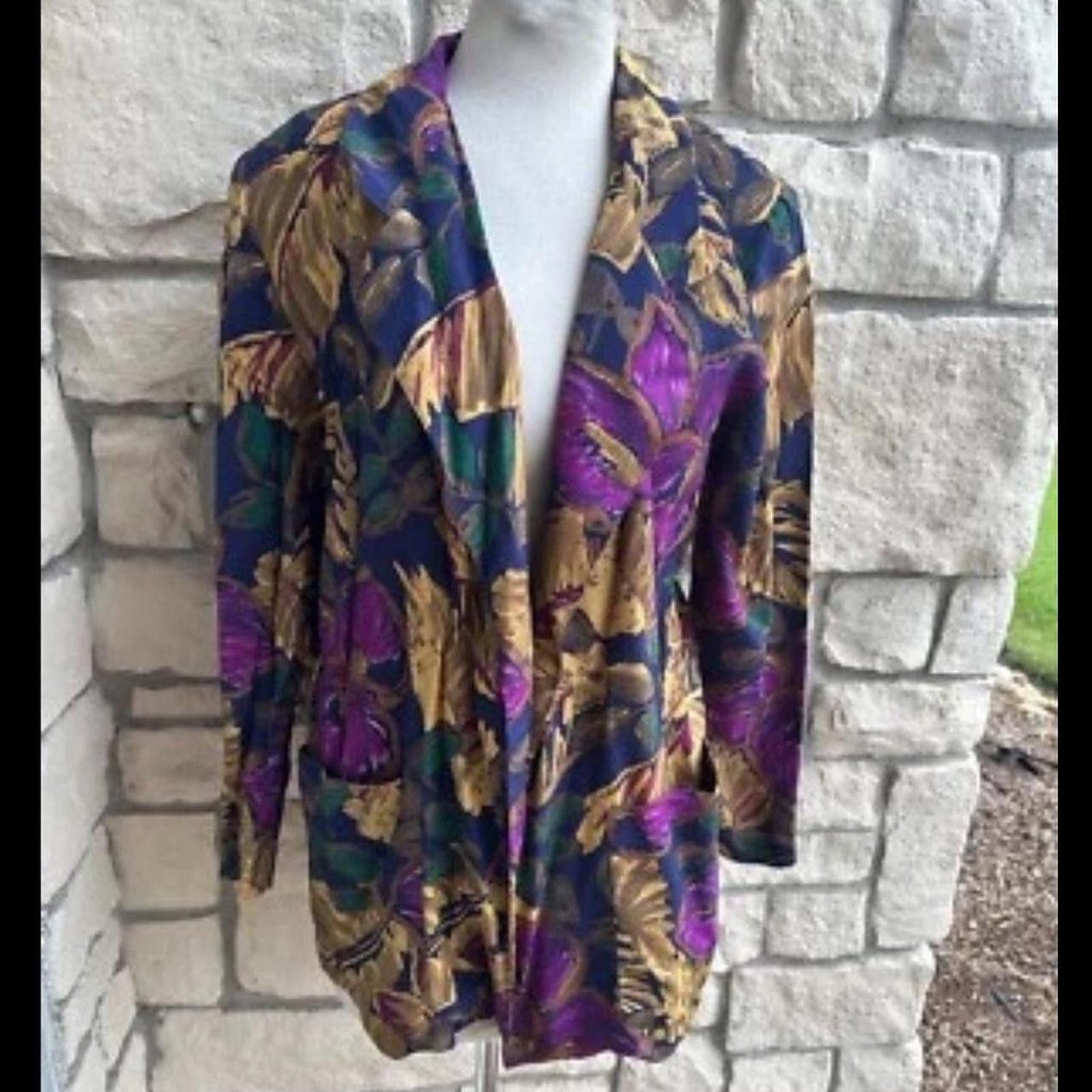 Other Vintage Cardigan Blazer Small Floral rayon S/M. Size M / US 6-8 / IT 42-44 - 2 Thumbnail