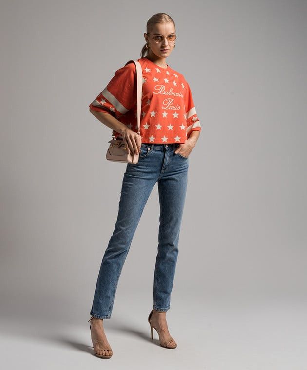 Balmain o1s1wg110825 T-Shirt With Signature Stars in Pink Size S / US 4 / IT 40 - 4 Thumbnail