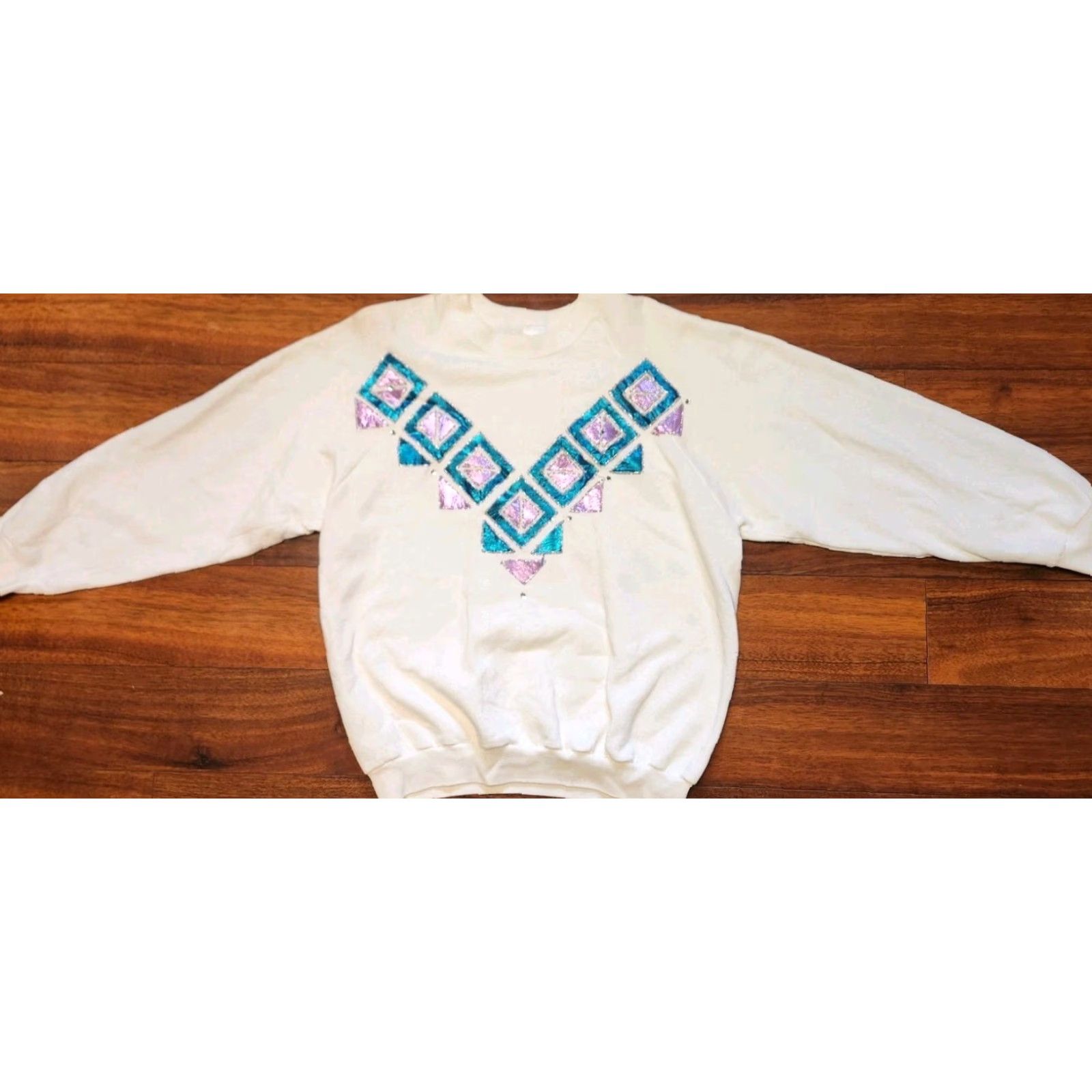 Fruit Of The Loom VINTAGE Fruit Of The Loom Geometric Sweatshirt Women's L Large Crewneck Pullover Sweater Size L / US 10 / IT 46 - 5 Thumbnail