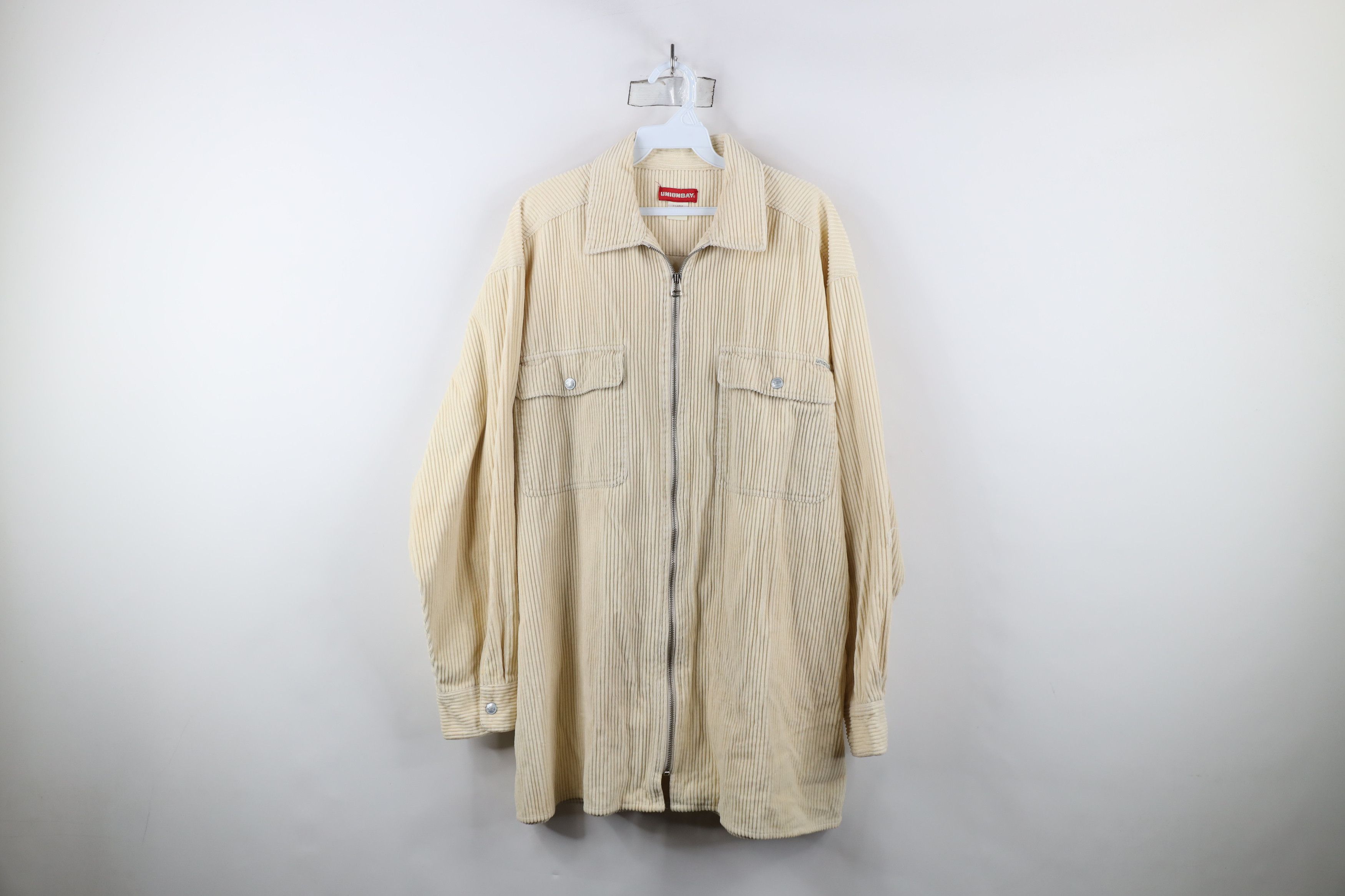 UNIONBAY × Vintage Vintage 90s Unionbay Baggy Fit Corduroy Shirt Jacket Beige Size XL / US 12-14 / IT 48-50 - 1 Thumbnail