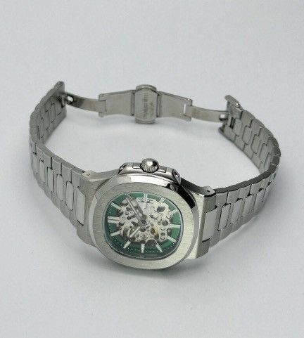 Japanese Brand Seiko Mod Nautilus Green Skeleton Dial Steel Watch NH35 41mm Size ONE SIZE - 3 Thumbnail