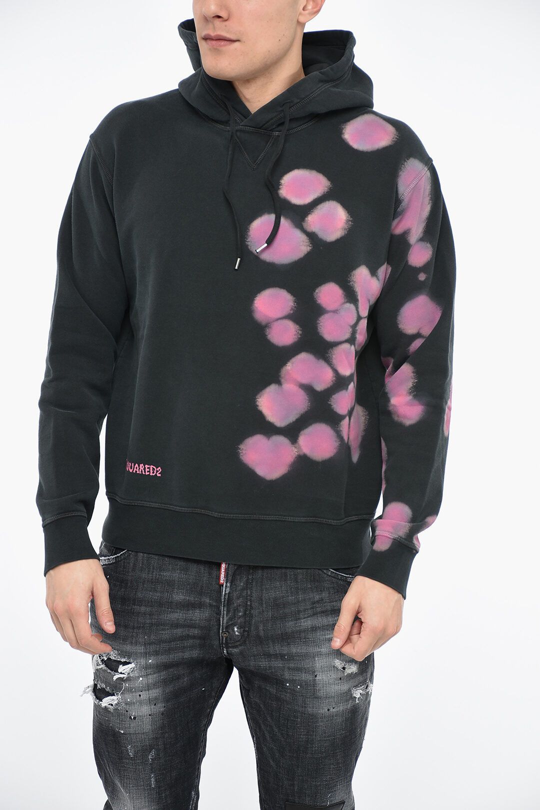 image of Dsquared2 Og1Mm0424 Goth T&d Cool Hoodie In Grey Pink, Men's (Size Small)