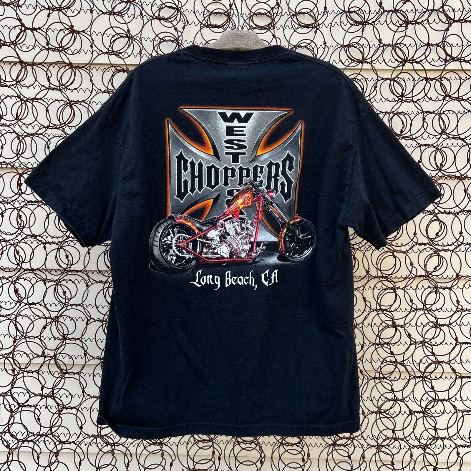 image of Vintage West Coast Choppers Long Beach, Ca Black Logo Tshirt, Men's (Size XL)