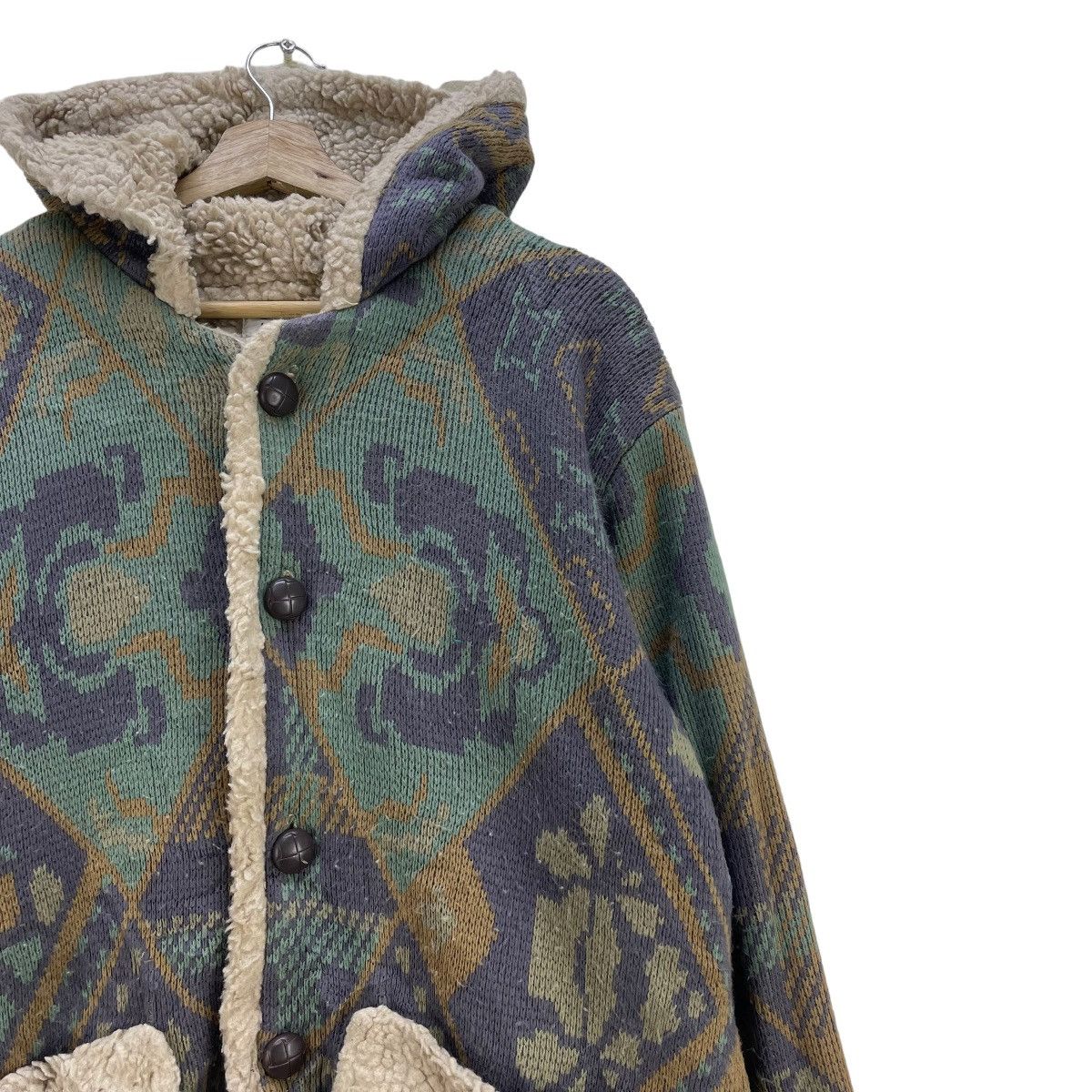 Native 🔥Vintage Aztec Shearling Hooded Jacket Size US M / EU 48-50 / 2 - 4 Thumbnail