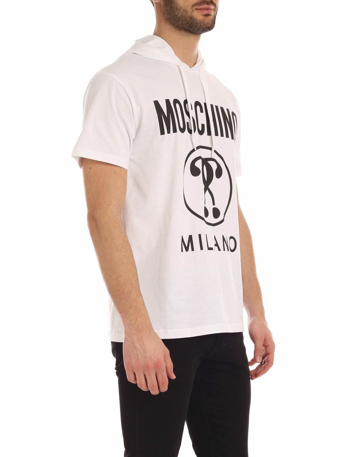 Moschino o1y0225 Logo Hooded T-Shirt in White Size US S / EU 44-46 / 1 - 3 Thumbnail