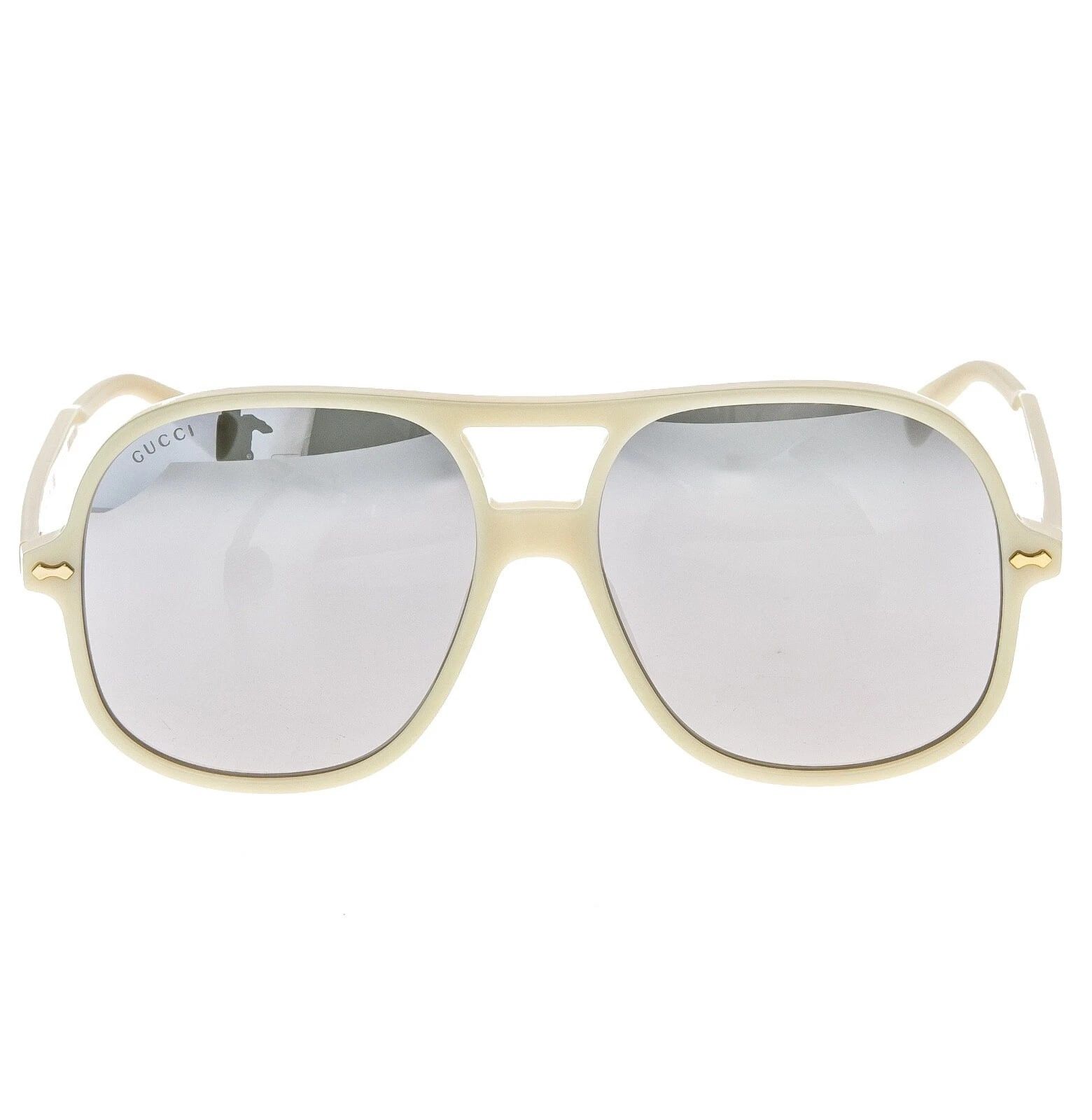 Gucci GUCCI GG0706S 0706 Ivory Mirrored Oversized Sunglasses 003 Size ONE SIZE - 8 Thumbnail