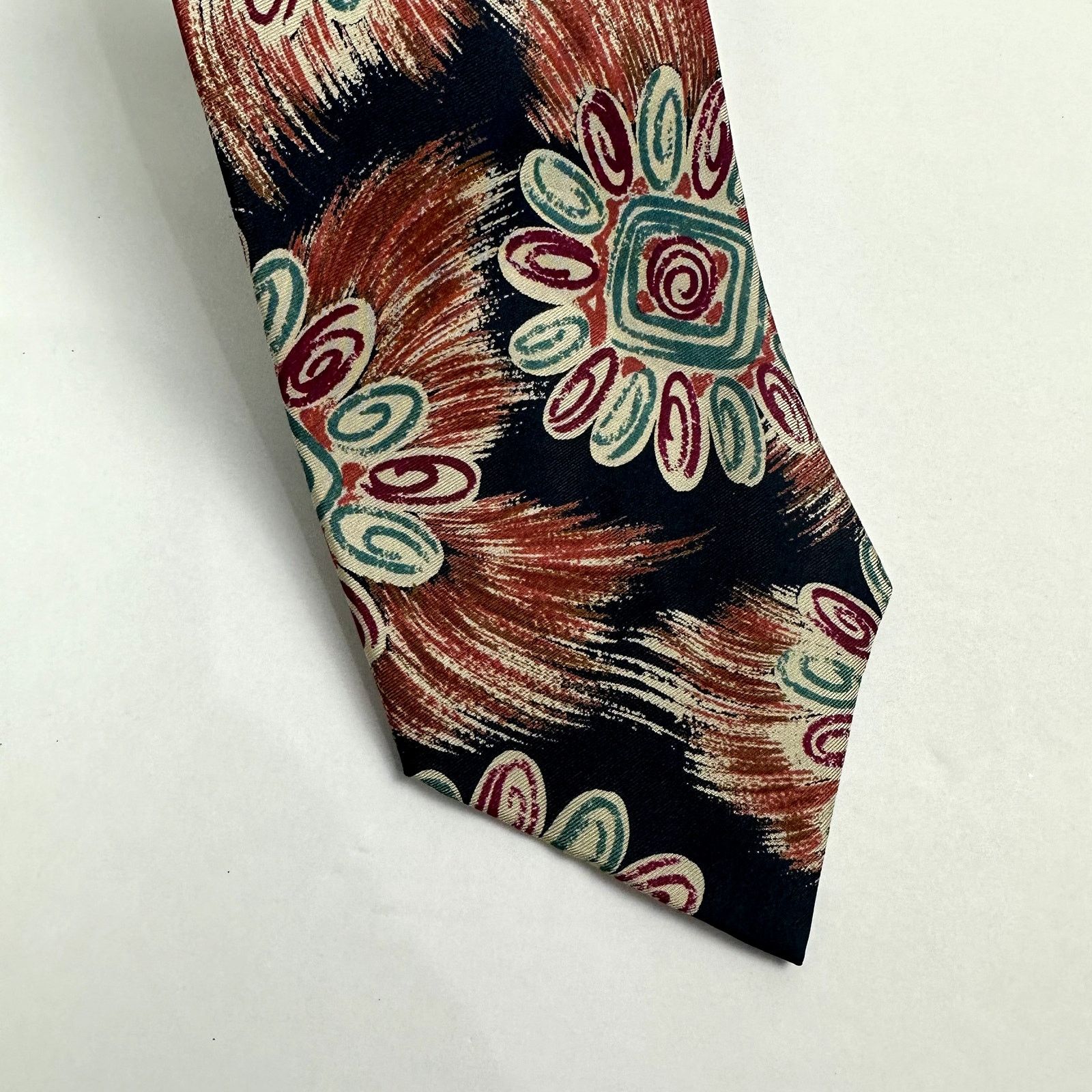 Other Passione Uomo Silk Floral Abstract Tie Wearable Art Blue Red Size ONE SIZE - 2 Thumbnail