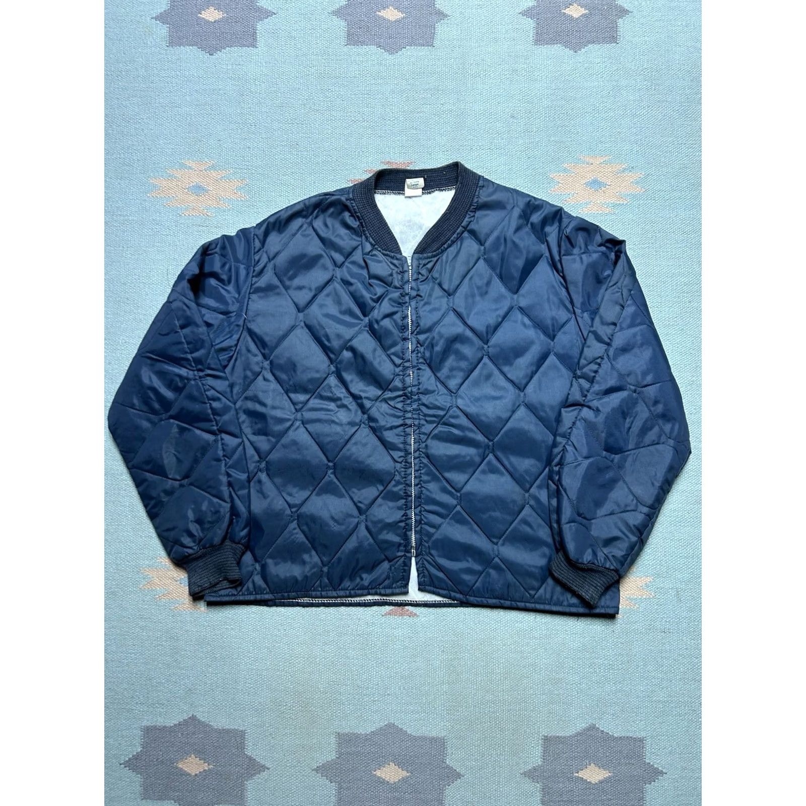 Vintage VINTAGE bomber jacket Navy blue 70s diamond quilted insulated workwear large Jacket Mens Size US L / EU 52-54 / 3 - 2 Thumbnail
