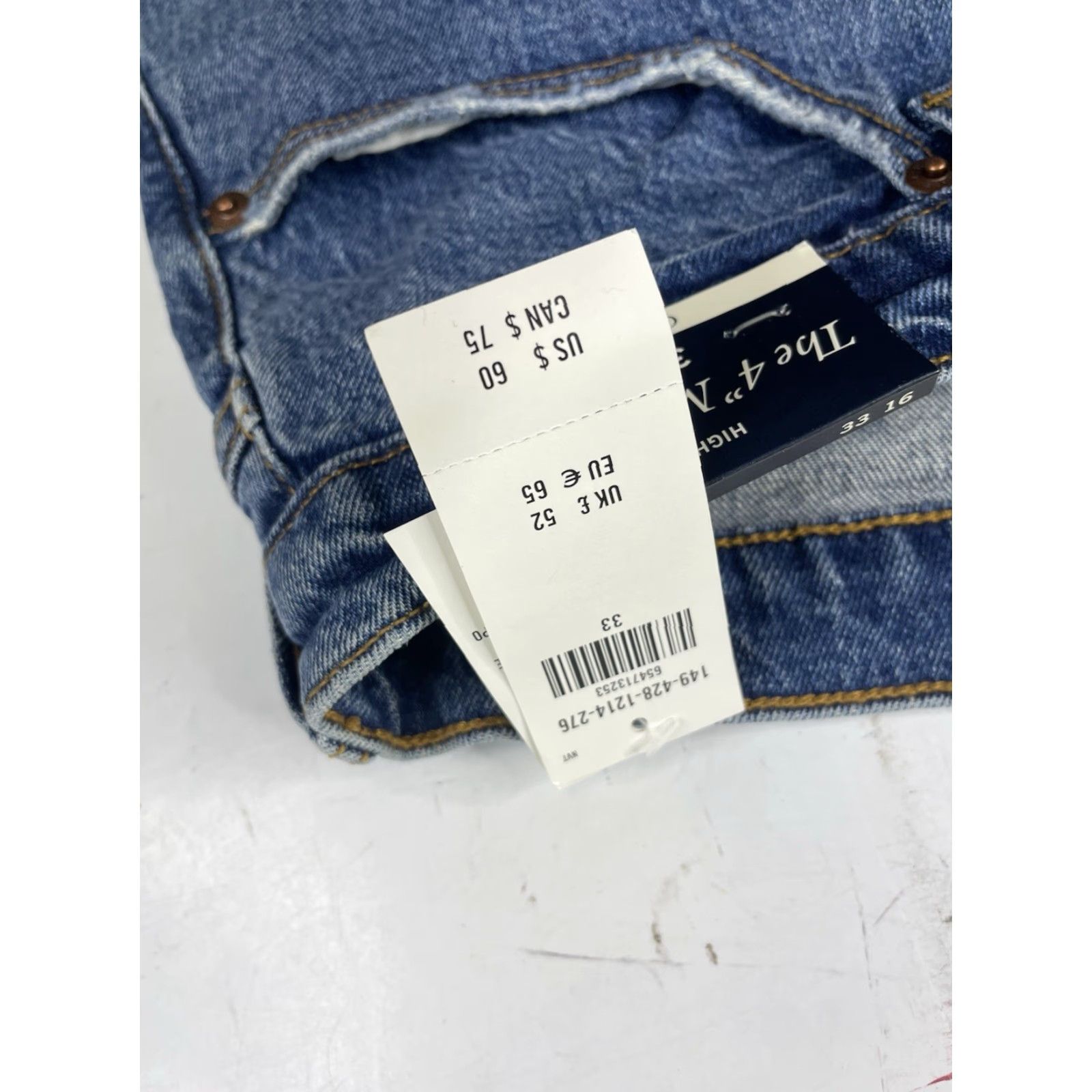 Abercrombie & Fitch NWT Abercrombie & Fitch Womens Curve Love The Mom High Rise Denim Shorts 33 16 Blue Cotton Elastane Denim 5-Pocket Style 90s Size 24" / US 00 / IT 34 - 5 Thumbnail