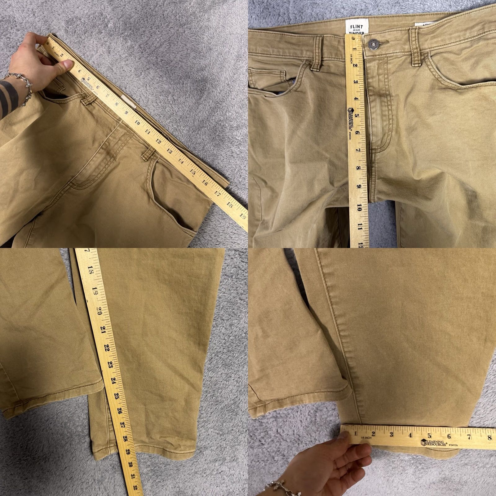 Vintage Flint & Tinder Pants Mens 34x30 Athletic Tapered Chino Fade 365 Everyday Brown Cotton Blend Spandex 5-Pocket Mens Fit Regular Inseam 29"} Size US 34 / EU 50 - 8 Thumbnail