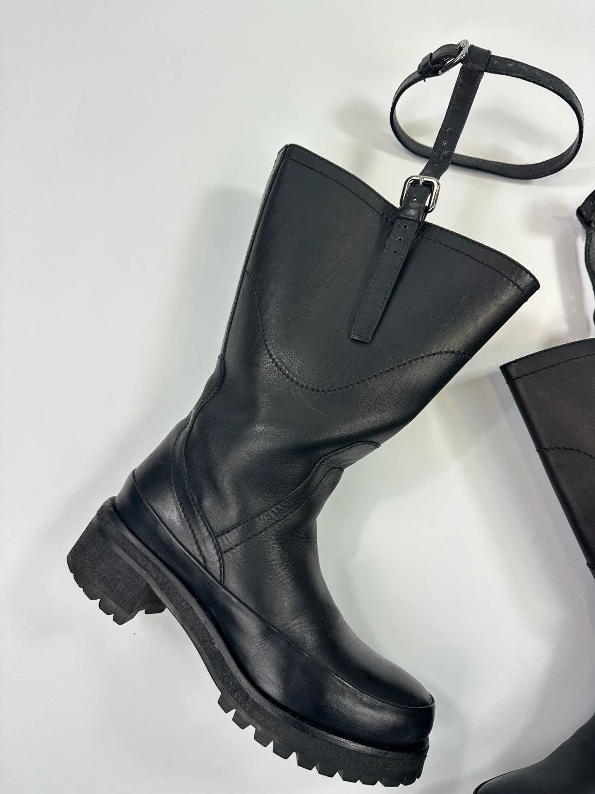 Prada Prada Milano FW2009 Black Leather Garter Strap Boots Size US 6.5 / IT 36.5 - 5 Thumbnail