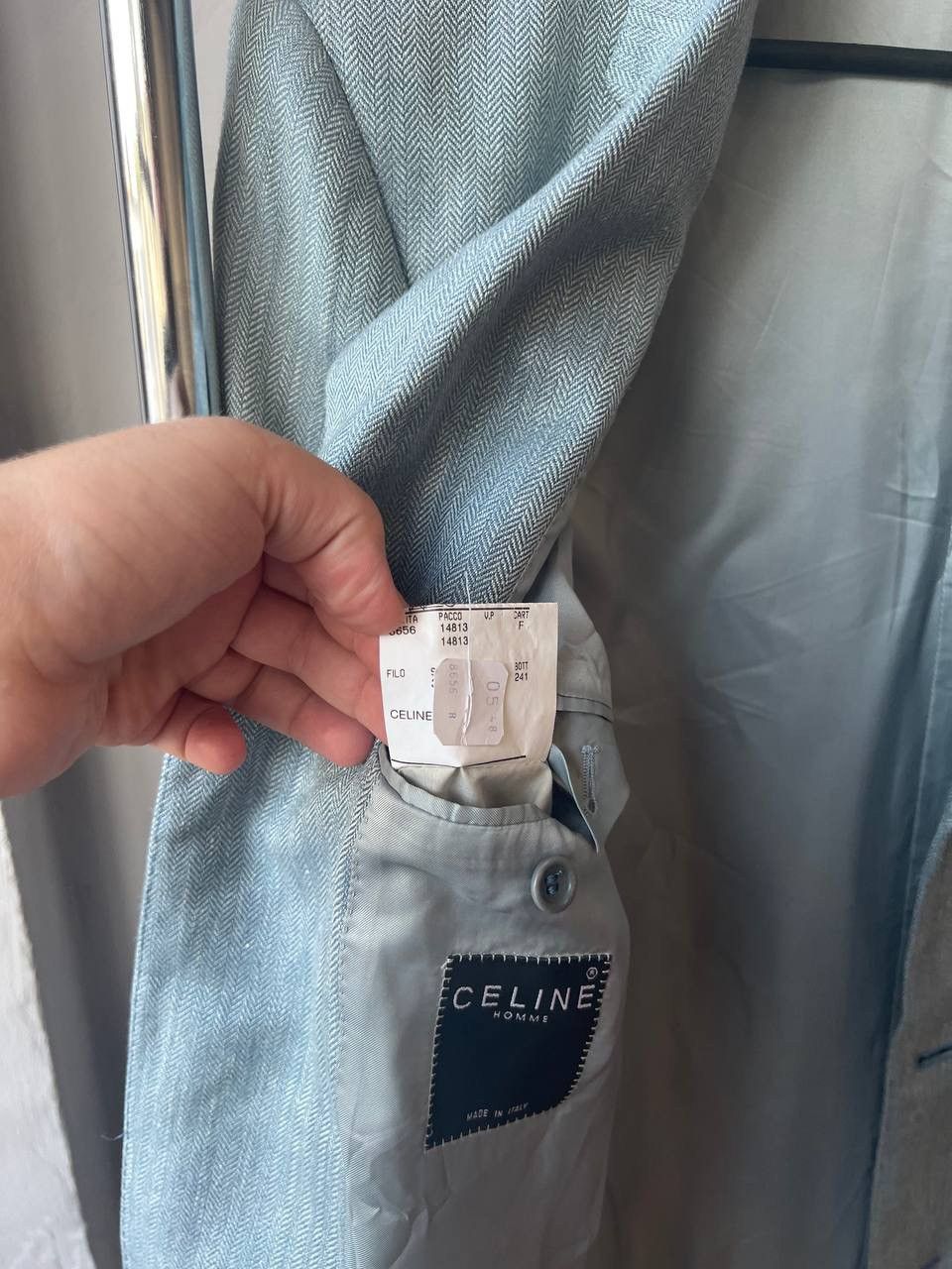 Celine 80/90’s CELINE HOMME RARE GREY MENS LINEN BLAZER JACKET 48 Size US L / EU 52-54 / 3 - 15 Thumbnail