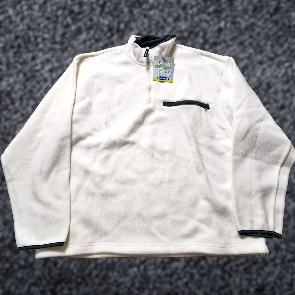 Old Navy VINTAGE Old Navy Sweater Shirt XL Mens Fleece 1/4 Zip Mock Neck White 2000s Size US XL / EU 56 / 4 - 1 Thumbnail