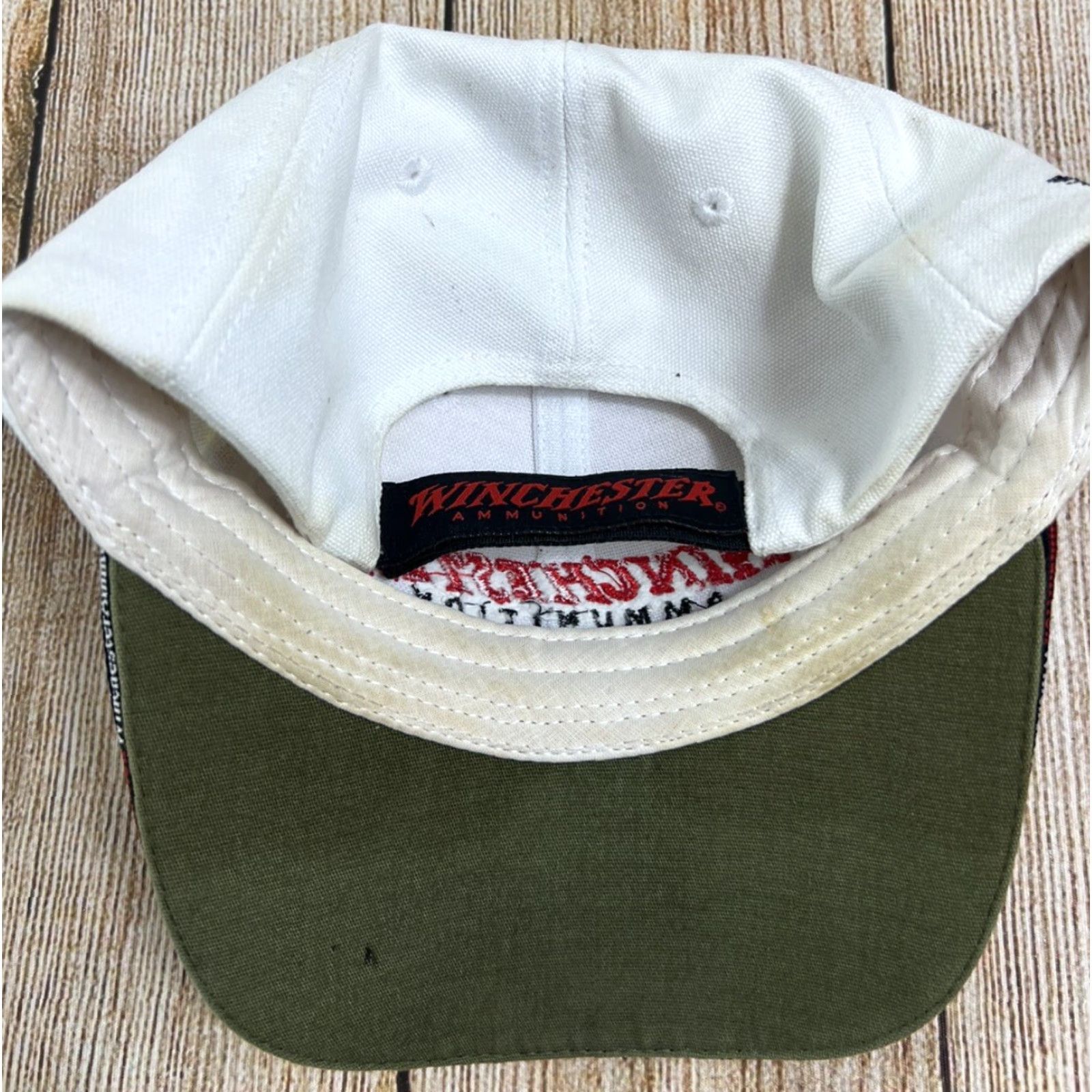 Vintage VINTAGE Winchester Ammunition Hat White Red Black Cap Adjustable Baseball Cap Men One Size White Cotton Size ONE SIZE - 7 Thumbnail