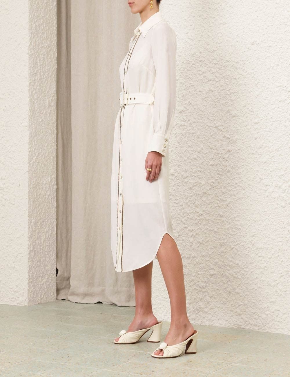Zimmermann oc11z0825 Chain Midi Dress in Cream Size S / US 4 / IT 40 - 3 Thumbnail