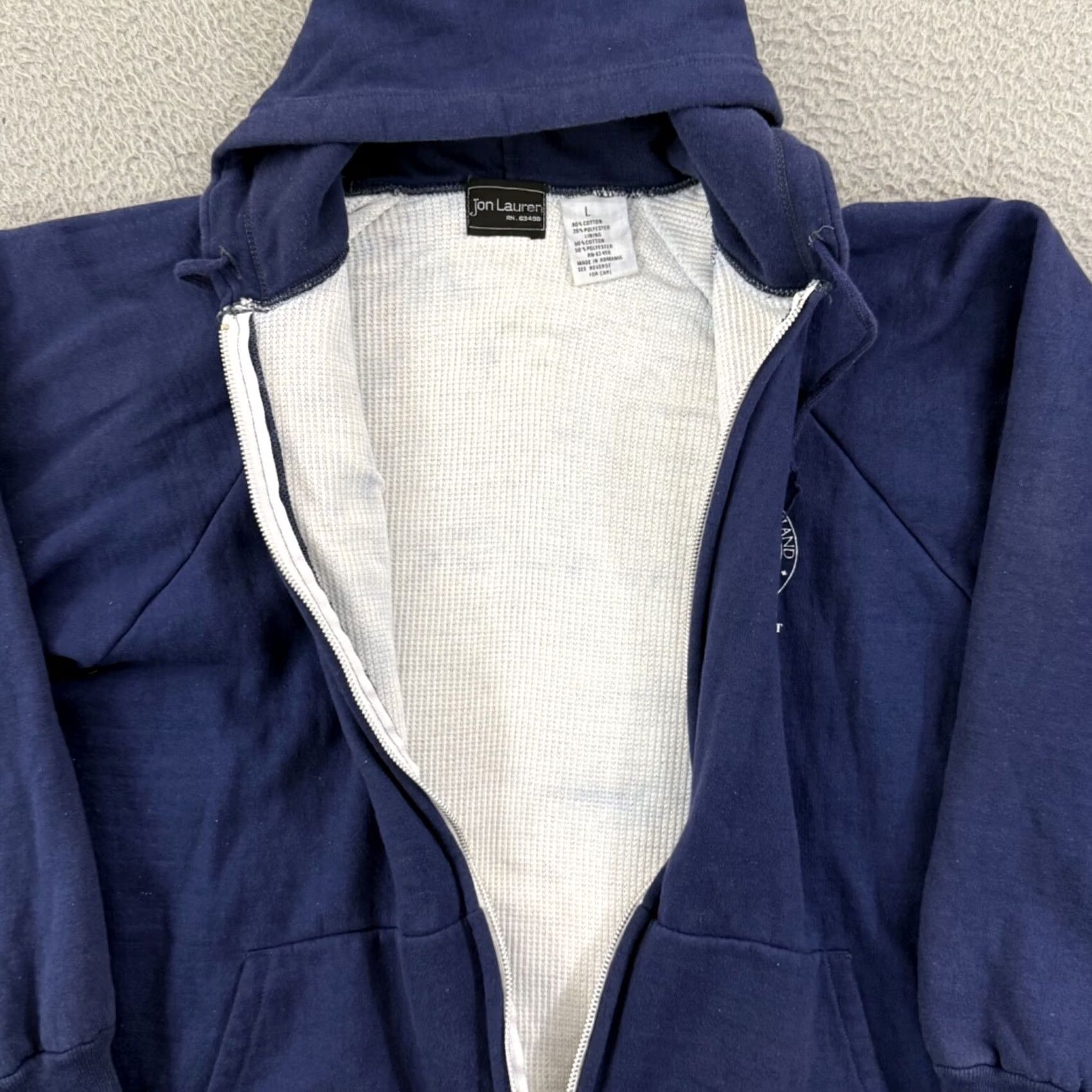 Vintage VINTAGE Jon Lauren Hoodie Shirt Mens Large Blue 90s College Zip Thermal Lined Full Zip Sports Baseball Hockey Size US L / EU 52-54 / 3 - 7 Thumbnail