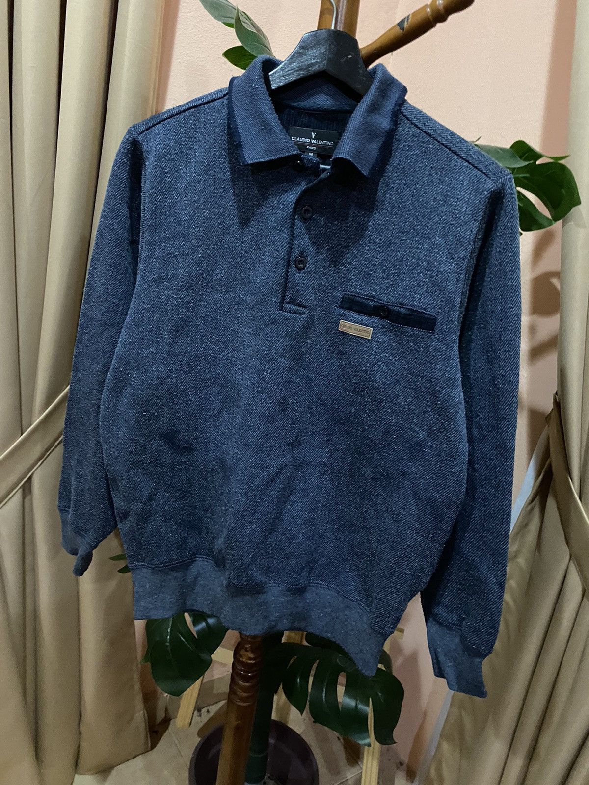 Vintage Claudio Valentino Paris Knit Collared Sweater Size US M / EU 48-50 / 2 - 2 Thumbnail