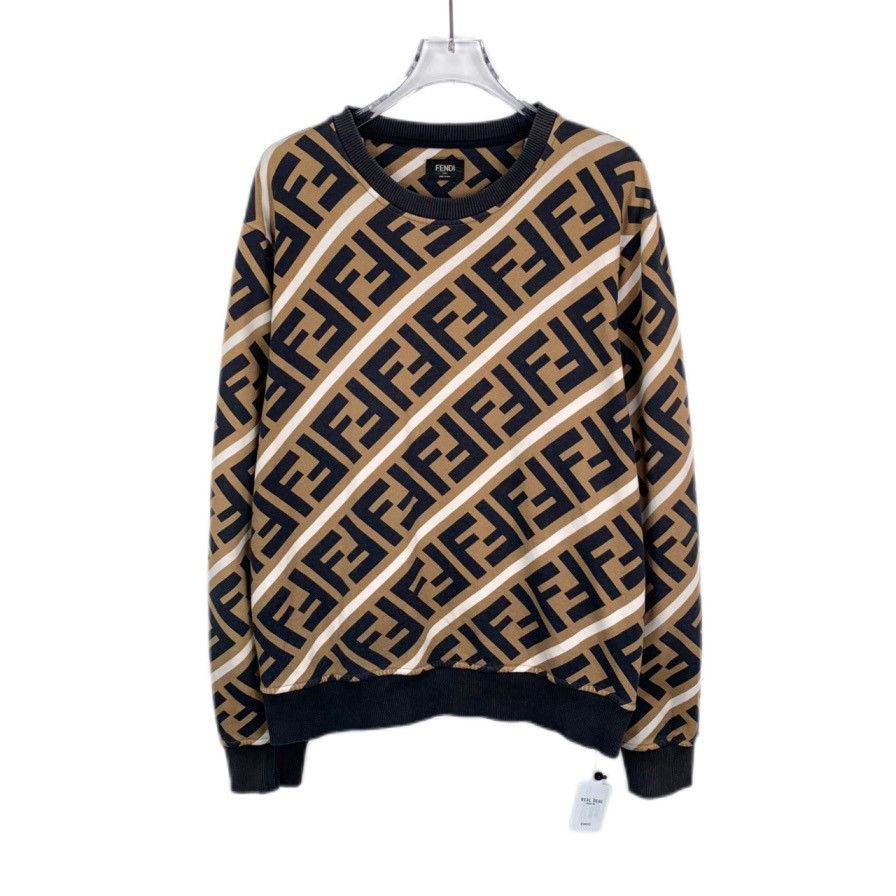 Fendi Fendi Brown Monogram Full Logo Printed Sweatshirt K26WX Size S / US 4 / IT 40 - 1 Thumbnail
