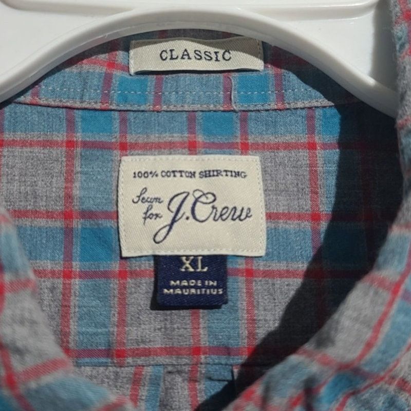 J.Crew J. Crew Gray Blue Windowpane Classic Button Shirt Size XL Size US XL / EU 56 / 4 - 4 Thumbnail